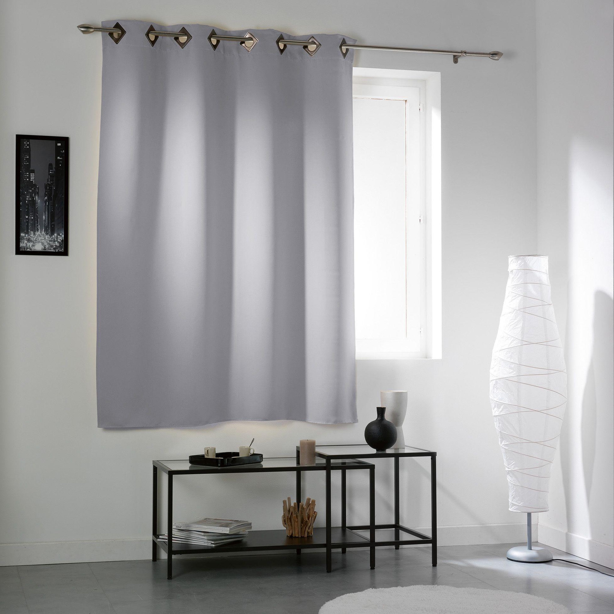 Voir la diapositive 2 : Eden Rideau a oeillets carres cocoon gris clair 140 x 180 cm