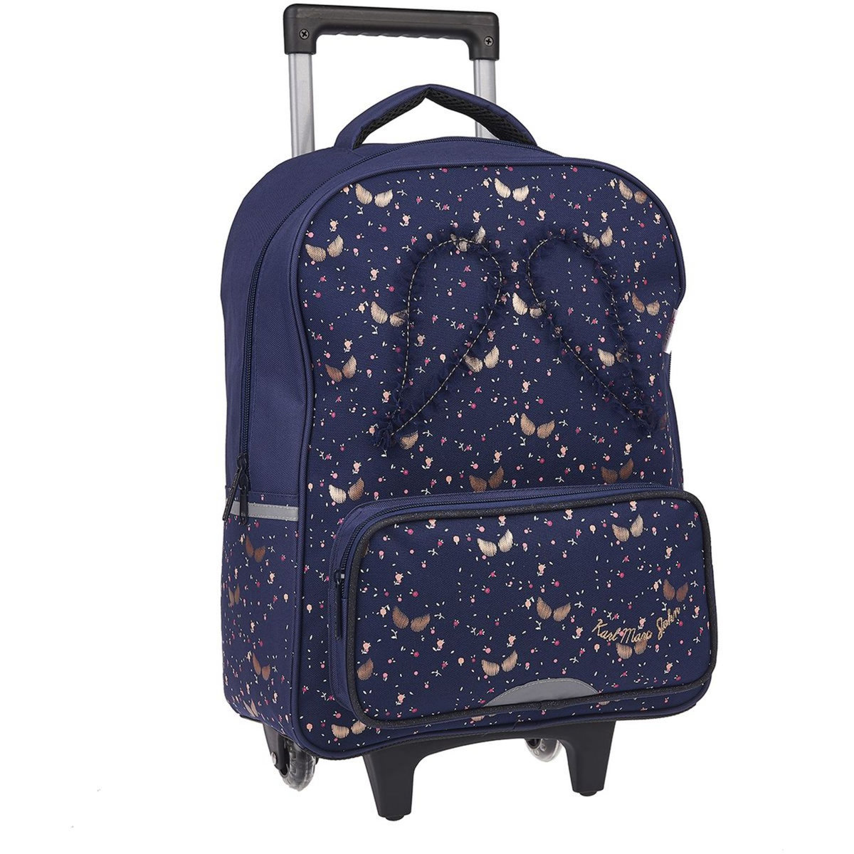 KARL MARC JOHN Sac à dos à roulettes bleu paillettes ailes 