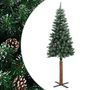 Voir la diapositive 2 : VIDAXL Sapin de Noël mince bois veritable et neige blanche vert 180 cm