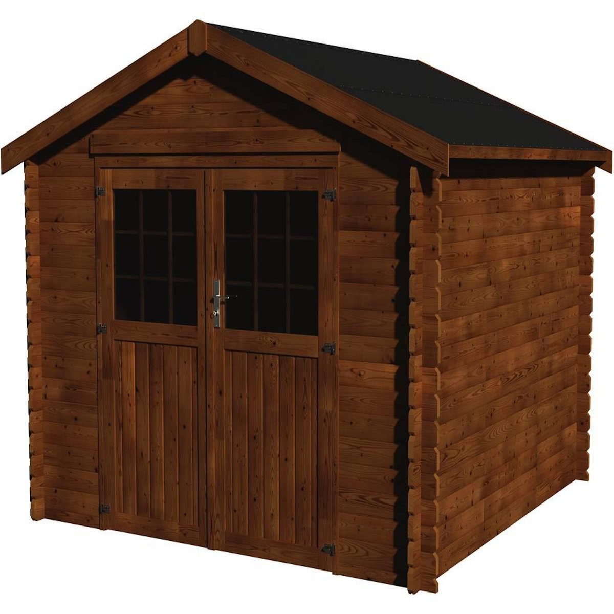 Habitat et Jardin Abri jardin bois  Valodeal  - 8.88 m² - 2.98 x 2.98 x 2.39 m - 34 mm - Traité marron