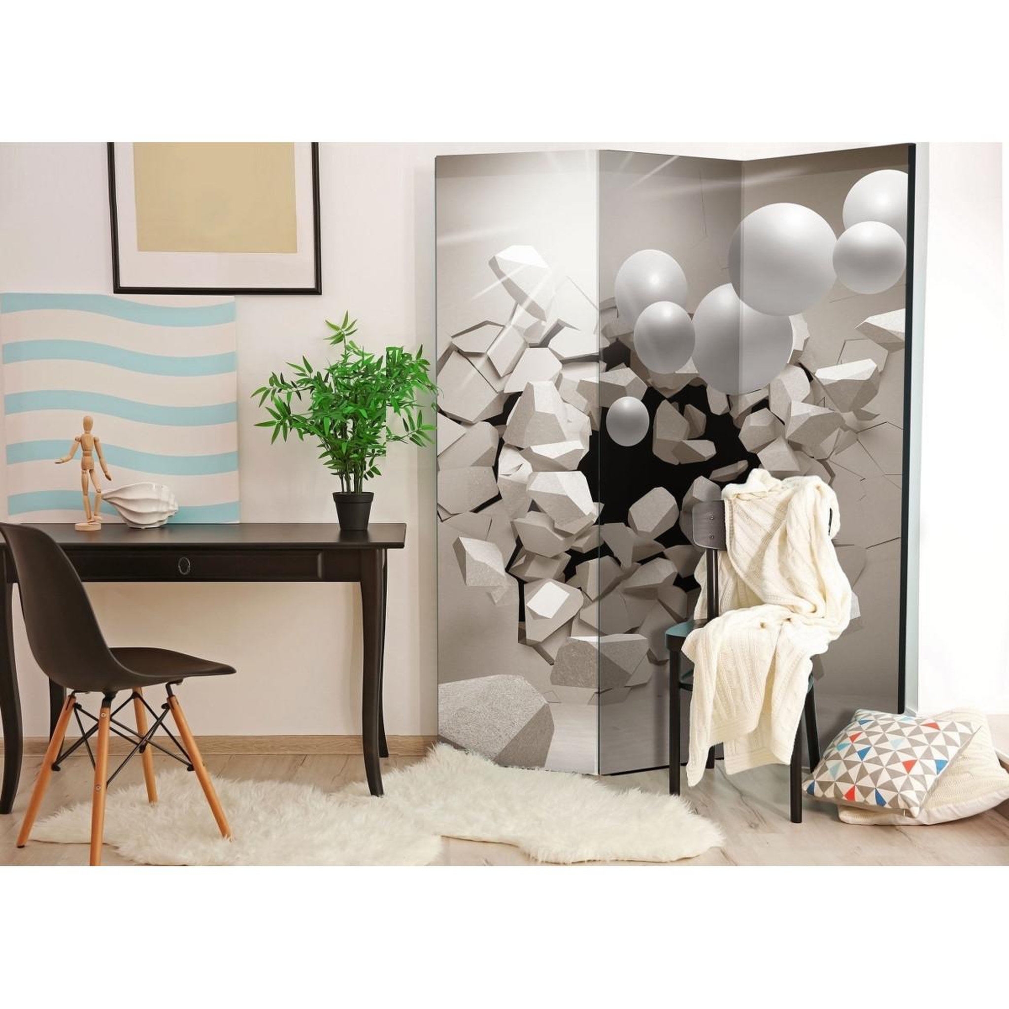 Voir la diapositive 2 : Paris Prix Paravent 3 volets  release me!  135x172cm