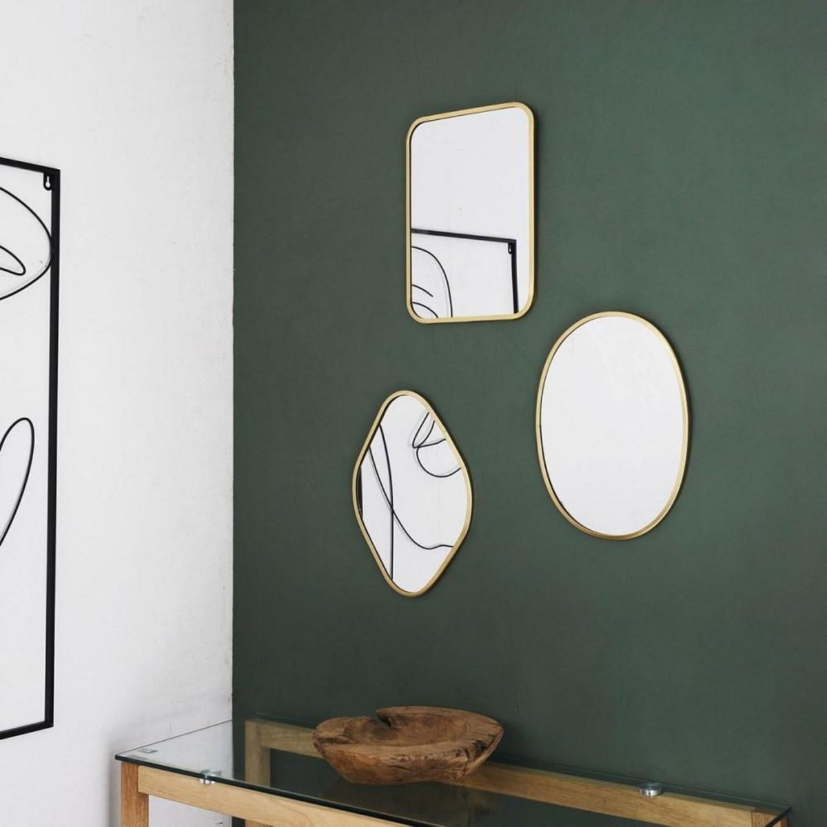 The Home Deco Factory Lot de 3 miroirs contour D Co