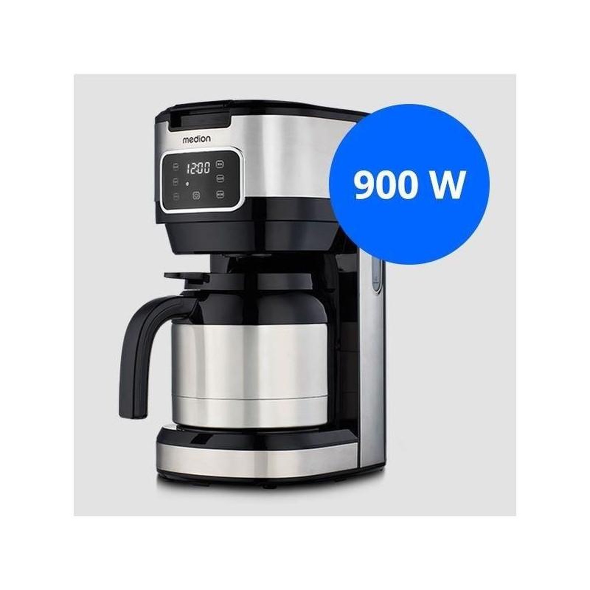 Voir la diapositive 6 : Medion Cafetiere Filtre Digitale Isotherme - MEDION - 900W - 1,2L - Silver