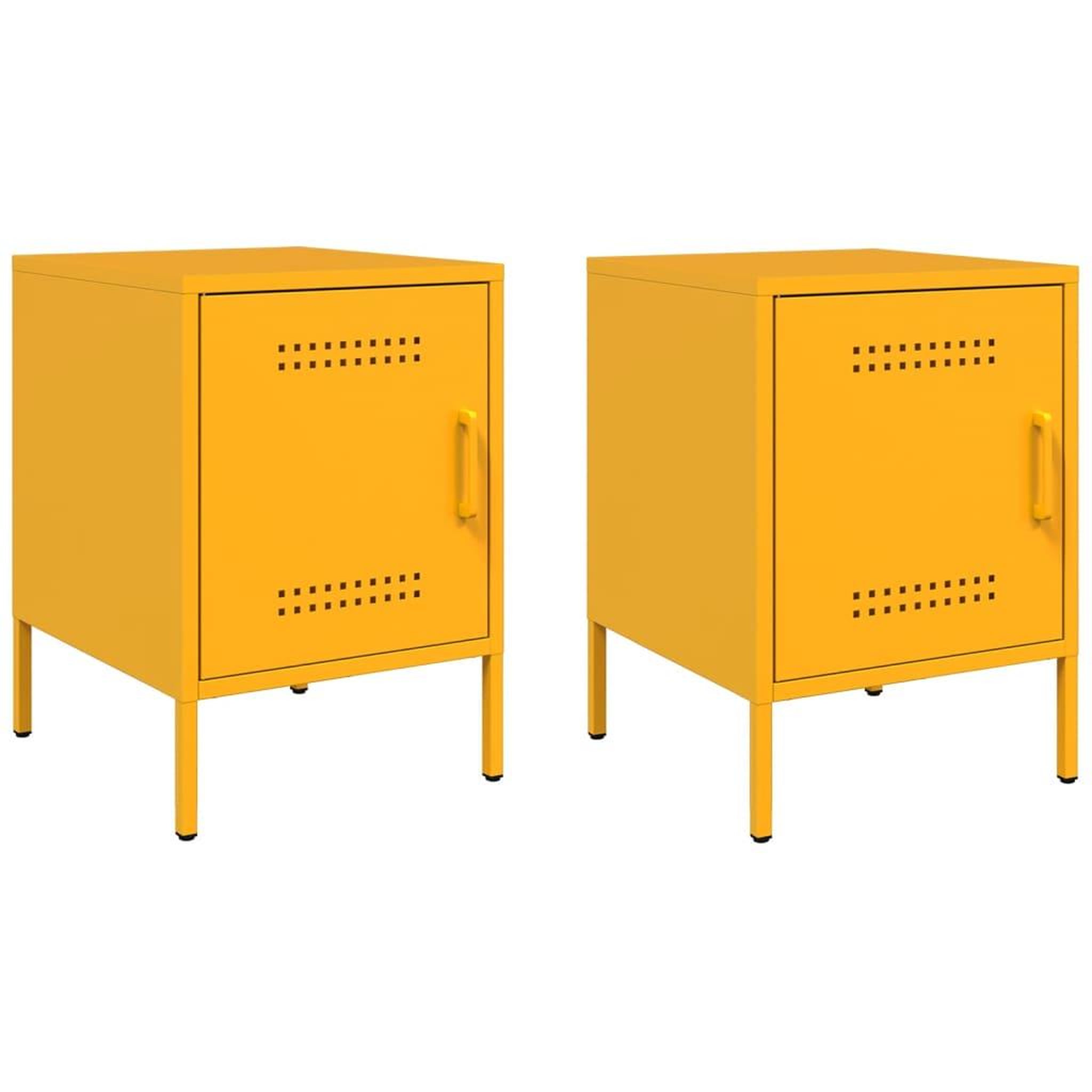 Voir la diapositive 2 : VIDAXL Tables de chevet 2 pcs jaune moutarde 36x39x50,5 cm acier
