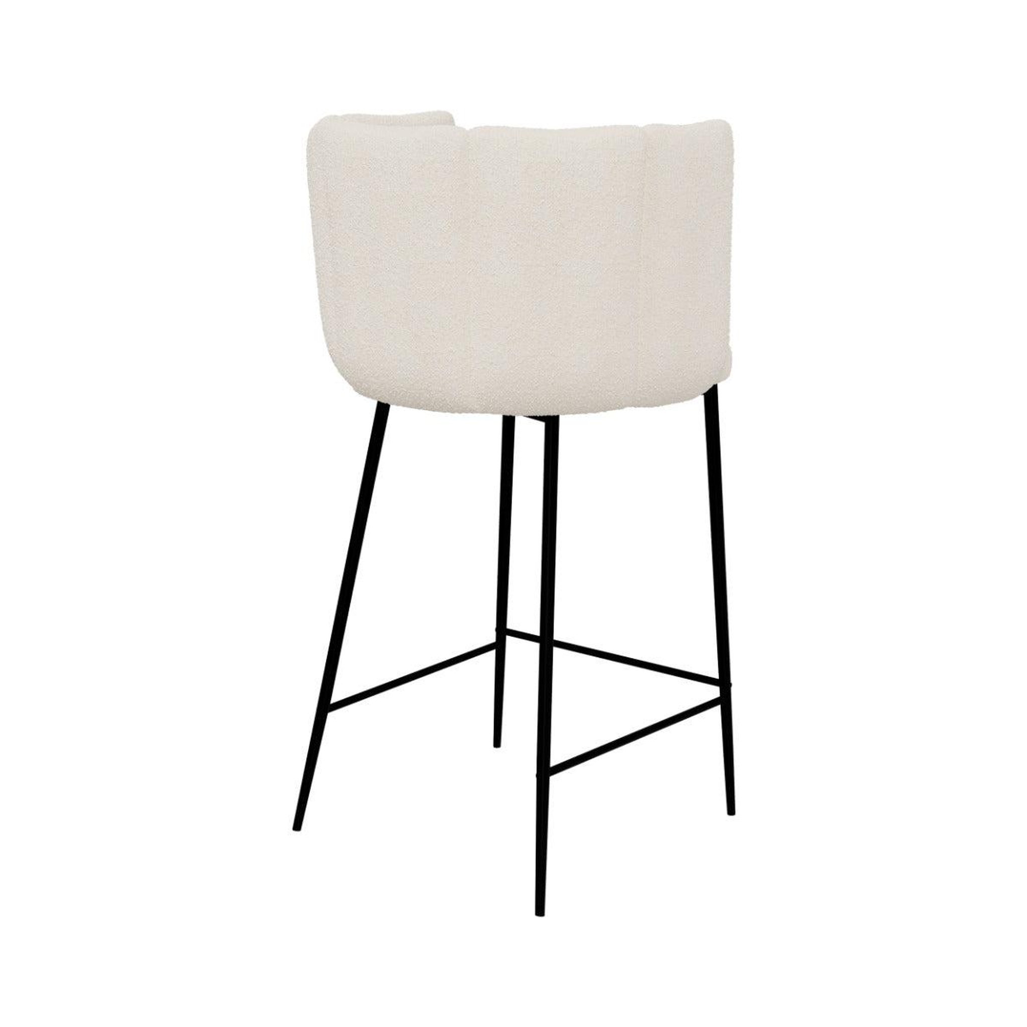 Voir la diapositive 6 : MAISON PAVANE Lot de 2 chaises pour îlot central 67 cm en tissu bouclé beige-rosy