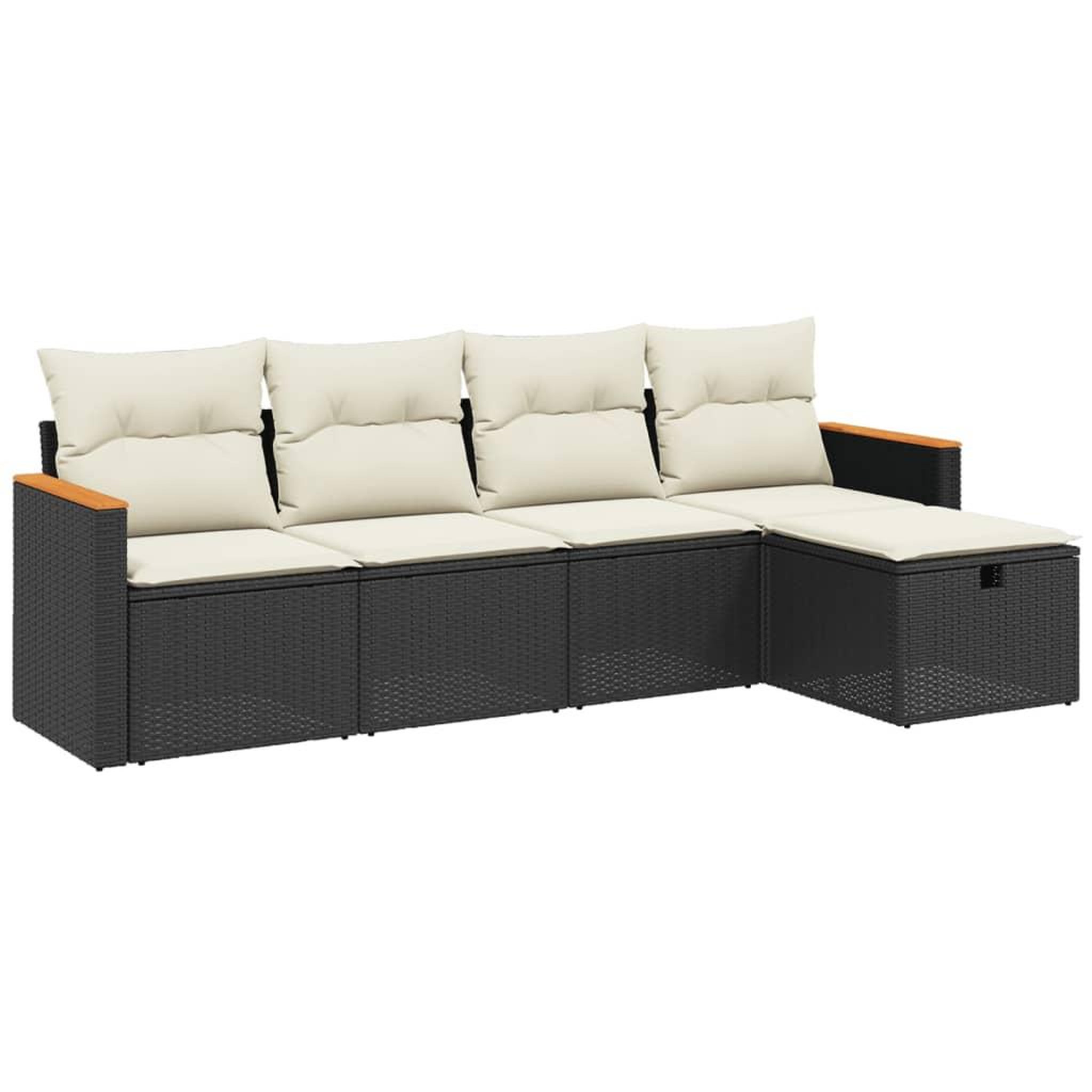 Voir la diapositive 2 : VIDAXL Salon de jardin 5 pcs avec coussins noir resine tressee