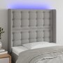 Voir la diapositive 1 : VIDAXL Tete de lit a LED Gris clair 103x16x118/128 cm Tissu