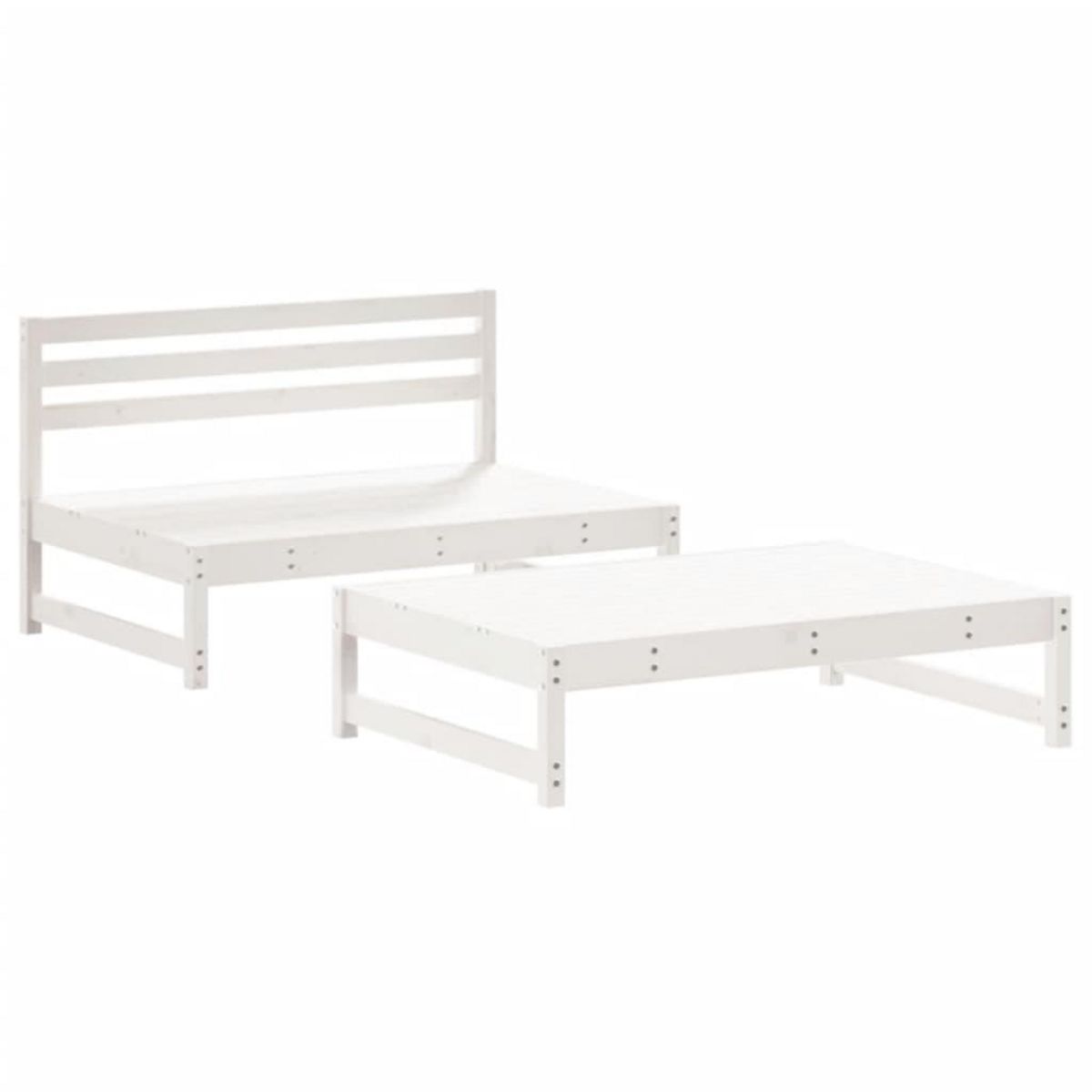 VIDAXL Salon de jardin 2 pcs avec coussins blanc bois massif