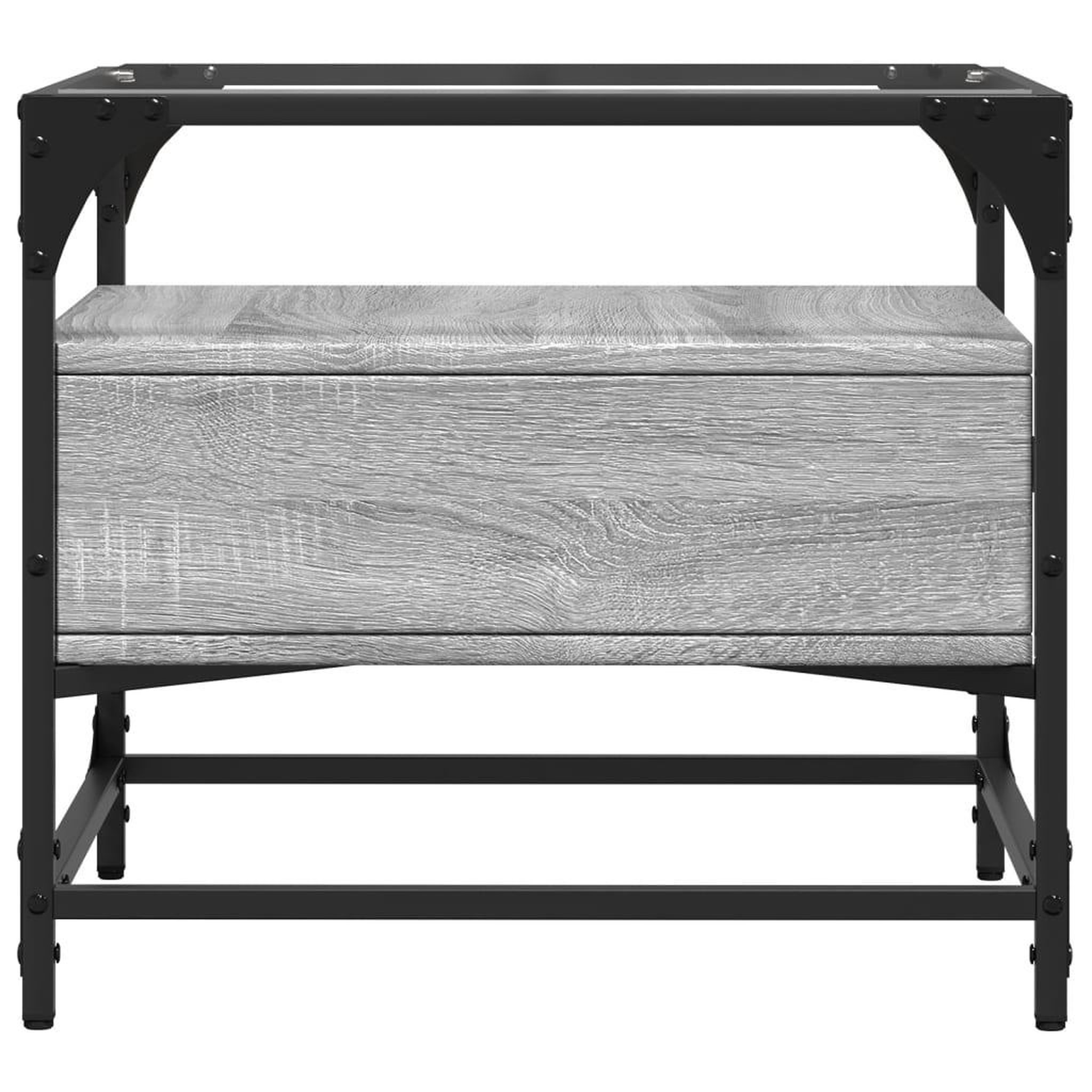Voir la diapositive 5 : VIDAXL Table basse avec dessus en verre sonoma gris 50x50x45 acier