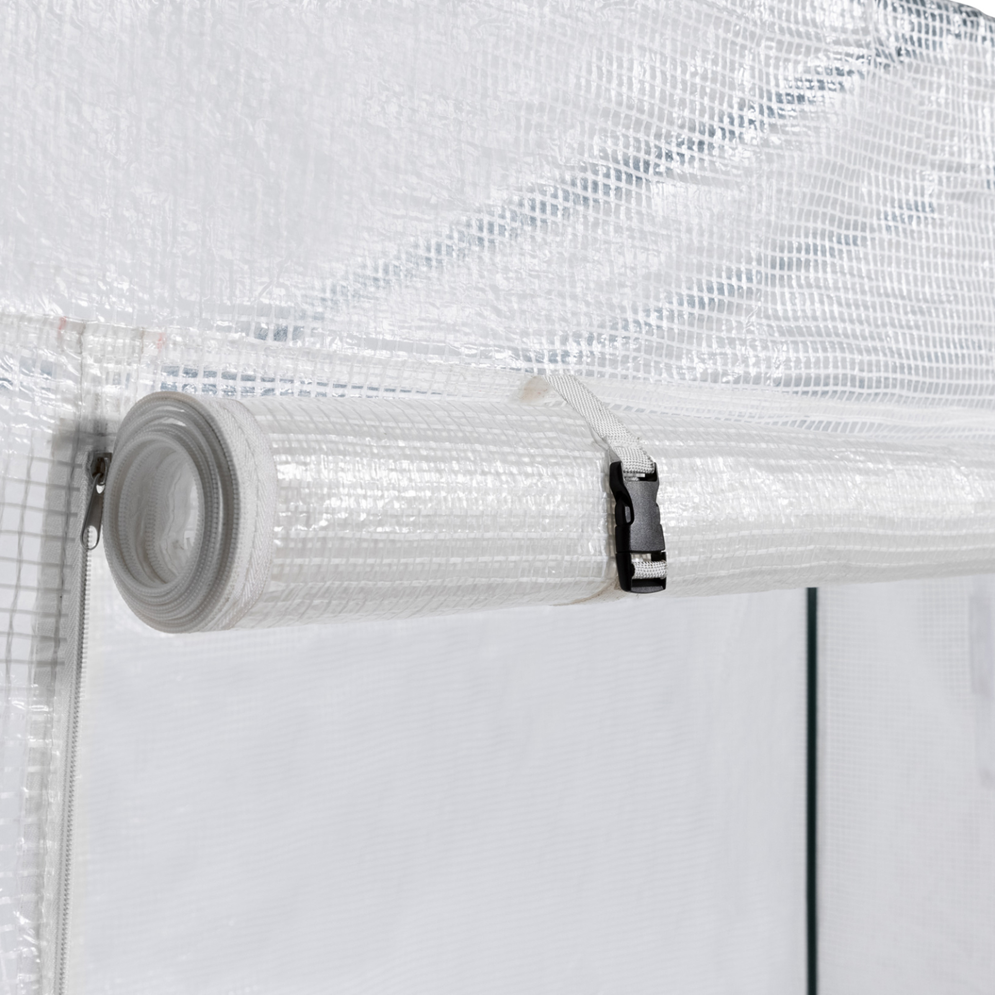 Voir la diapositive 4 : ID MARKET Serre de jardin, serre à tomates 200 x 78 x 169 cm acier + bâche anti-UV avec porte et 2 fenêtres toutes saisons blanche