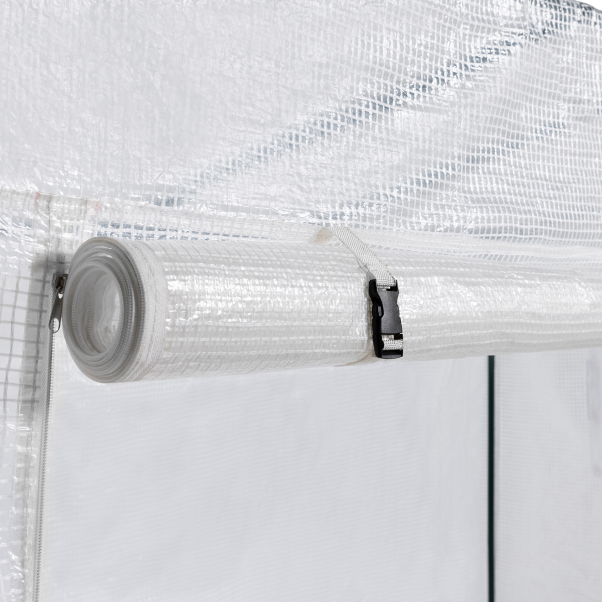 ID MARKET Serre de jardin blanche toutes saisons avec fenêtre et porte zippée