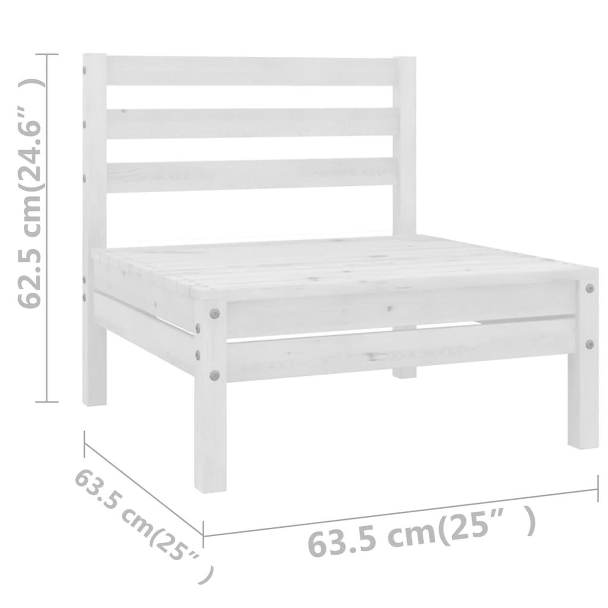 Voir la diapositive 6 : VIDAXL Salon de jardin 3 pcs Blanc Bois de pin massif