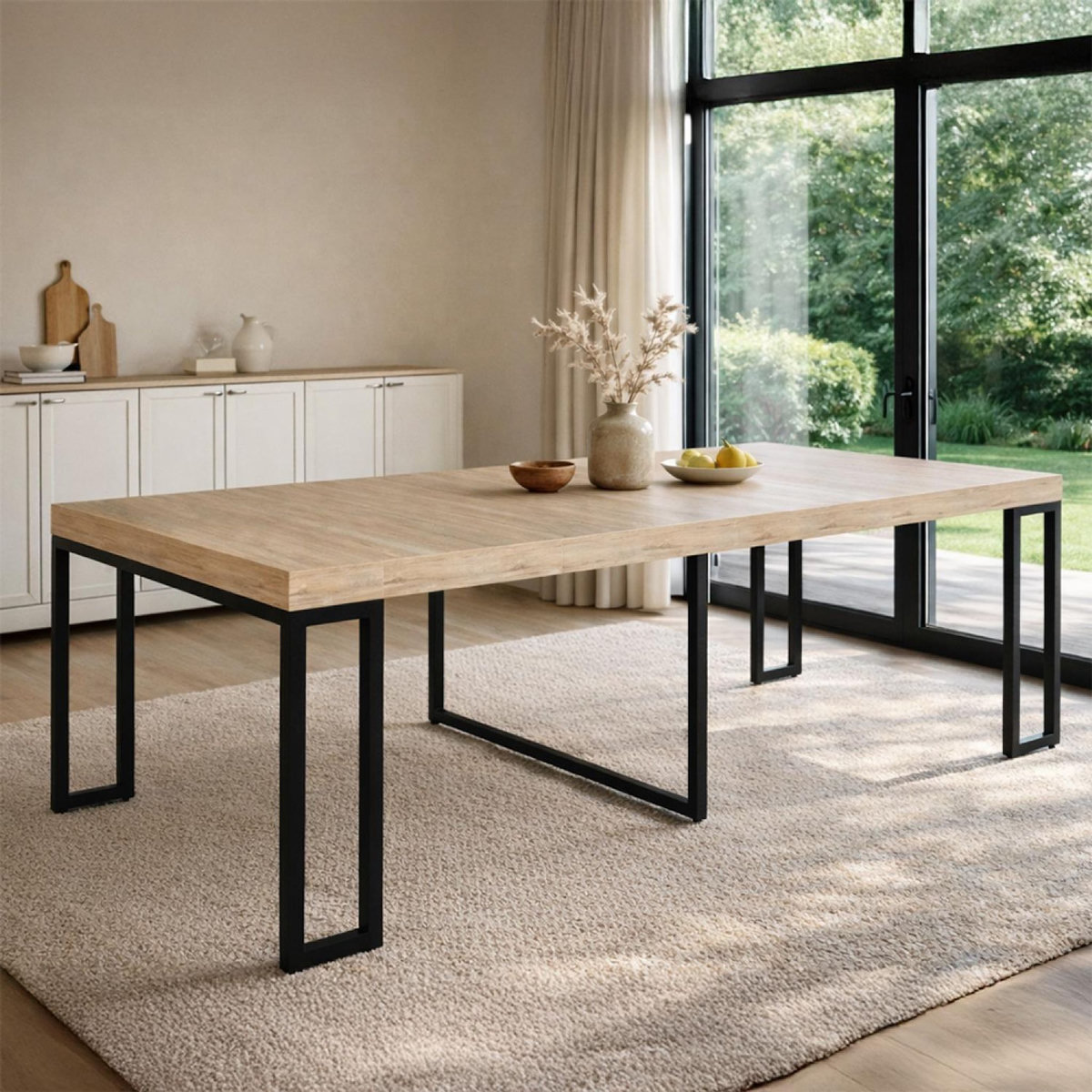 CONCEPT USINE Table console extensible 8-10 personnes effet bois 235cm VELLA