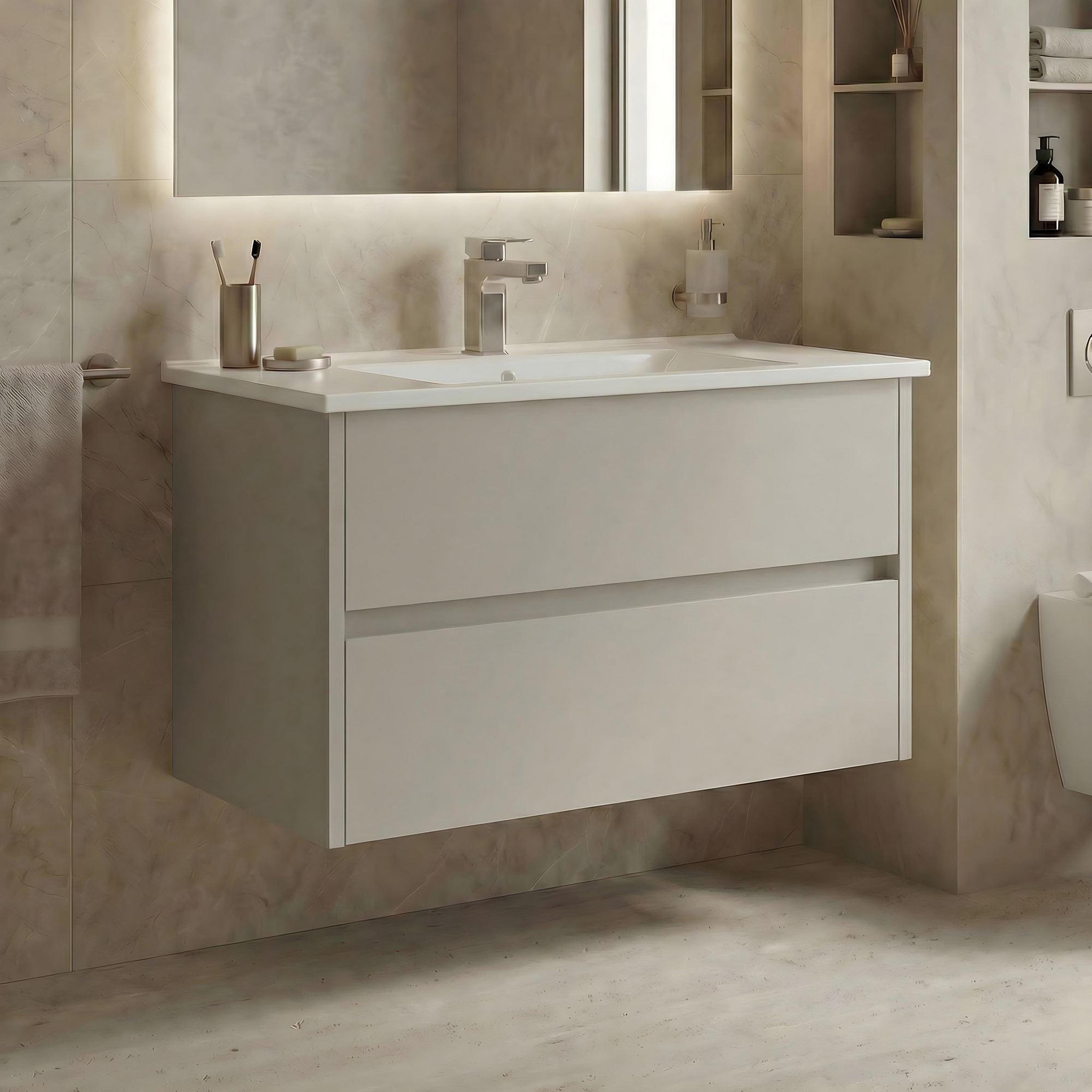 Voir la diapositive 2 : Habitat et Jardin Meuble Vasque  Arno 85  - 85 x 45 x 52 cm - Cashmere