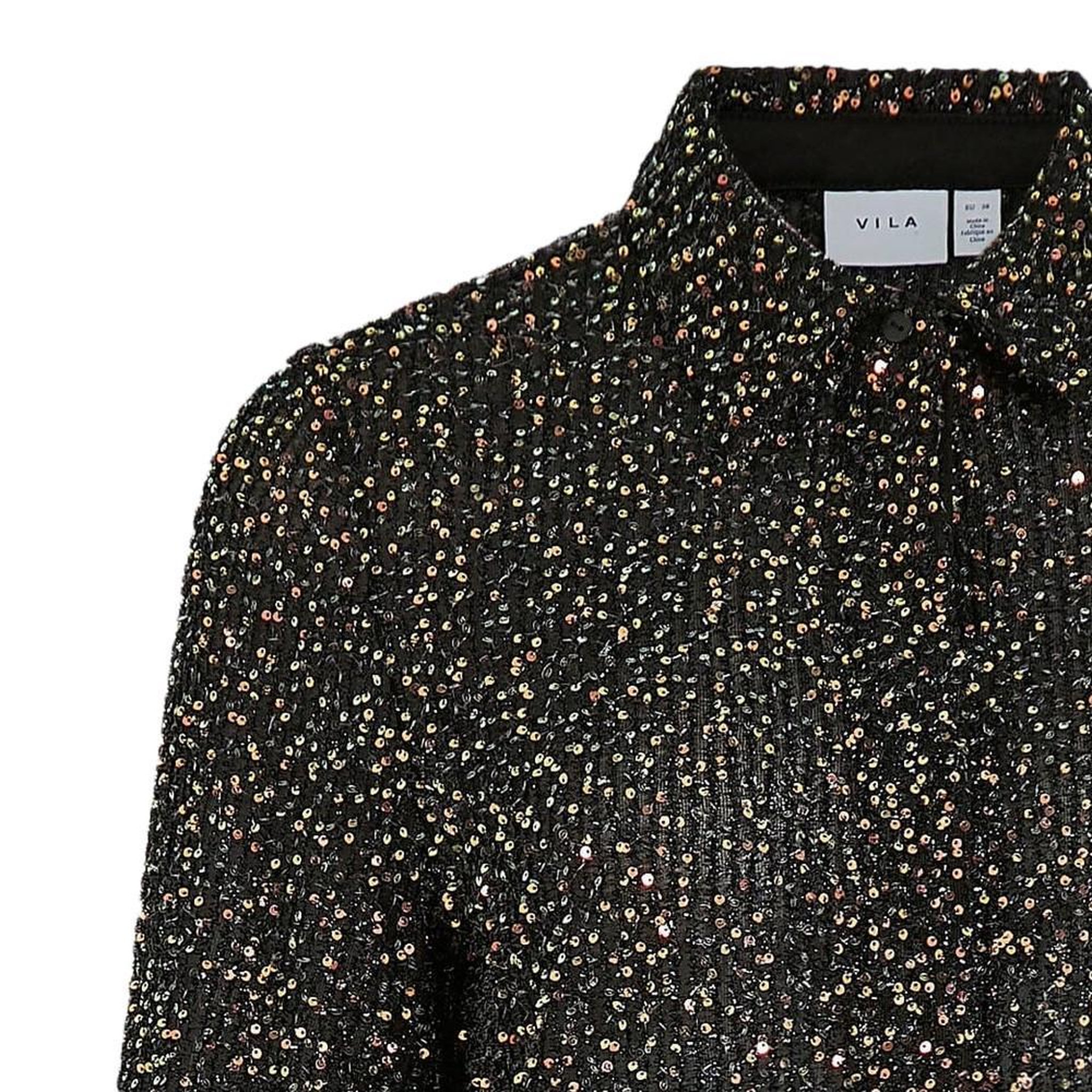 Voir la diapositive 5 : Vila Chemise à Sequin Noir Femme Vila Scara