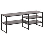 TOILINUX Meuble TV Sireine en MDF et métal avec 3 étagères de rangement. Coloris disponibles : Beige, Noir