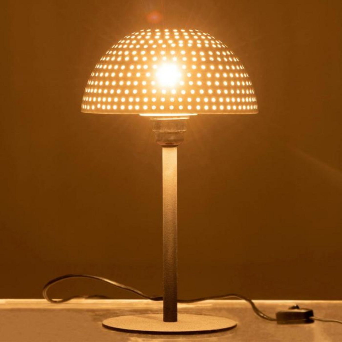 Paris Prix Lampe à Poser  Champignon Brillant  36cm Blanc