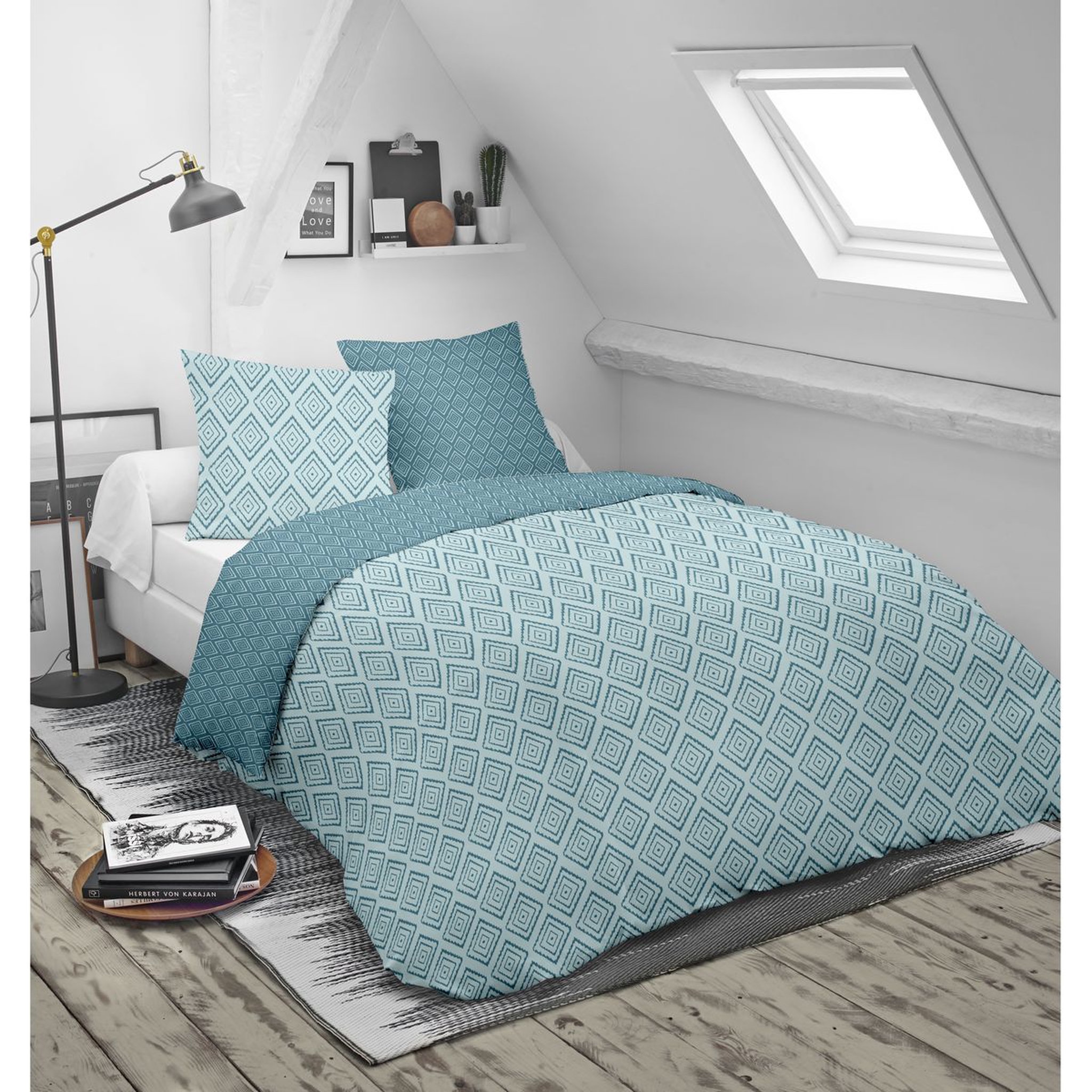 Voir la diapositive 2 : BLANREVE Couette fantaisie double face imprimée en microfibre PATSY