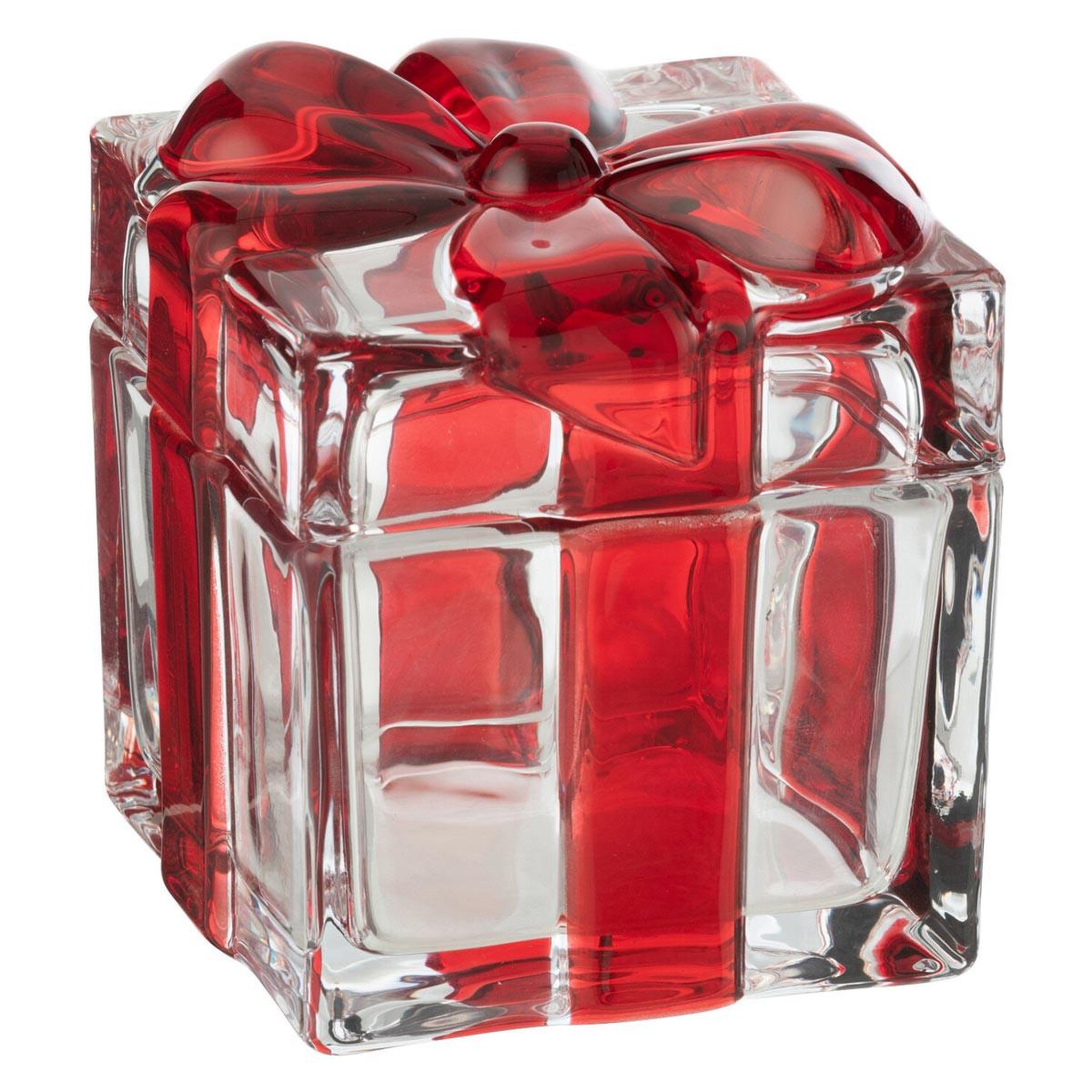 J-LINE Bonbonnière en verre  cadeau  11cm rouge