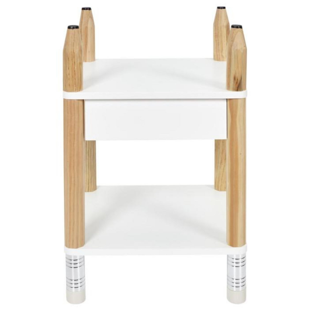 Paris Prix Table de Chevet Enfant  Crayon  51cm Blanc & Beige
