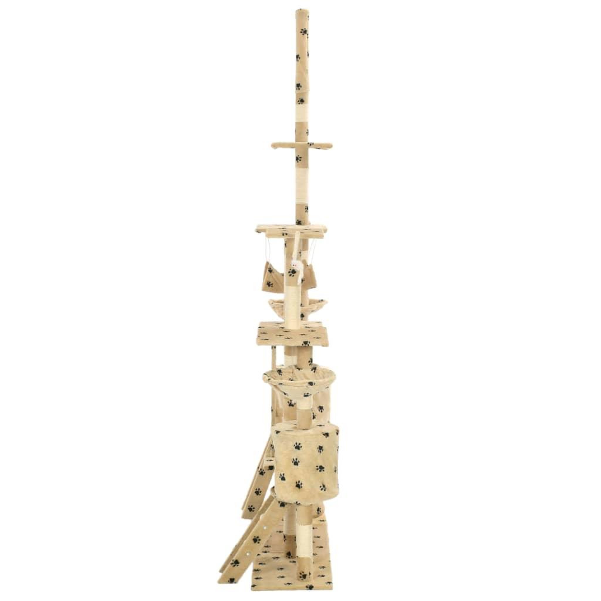 Voir la diapositive 4 : VIDAXL Arbre a chat et griffoirs 230-250 cm Empreintes de pattes Beige