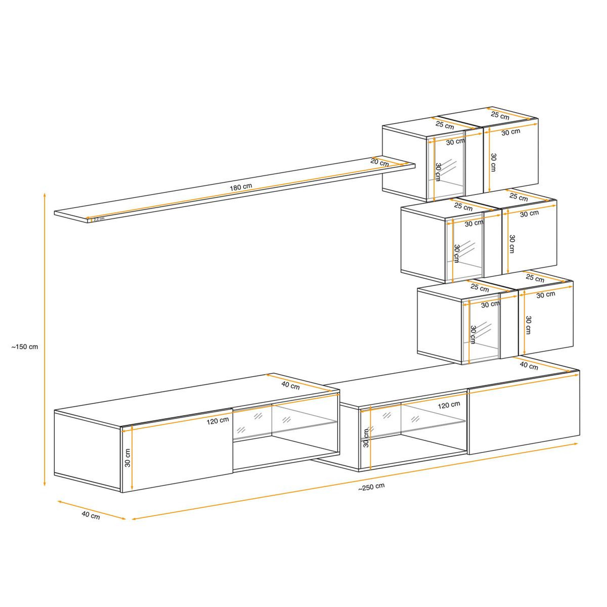 Voir la diapositive 3 : Paris Prix Ensemble meuble tv design  switch xxiv  250cm noir & blanc