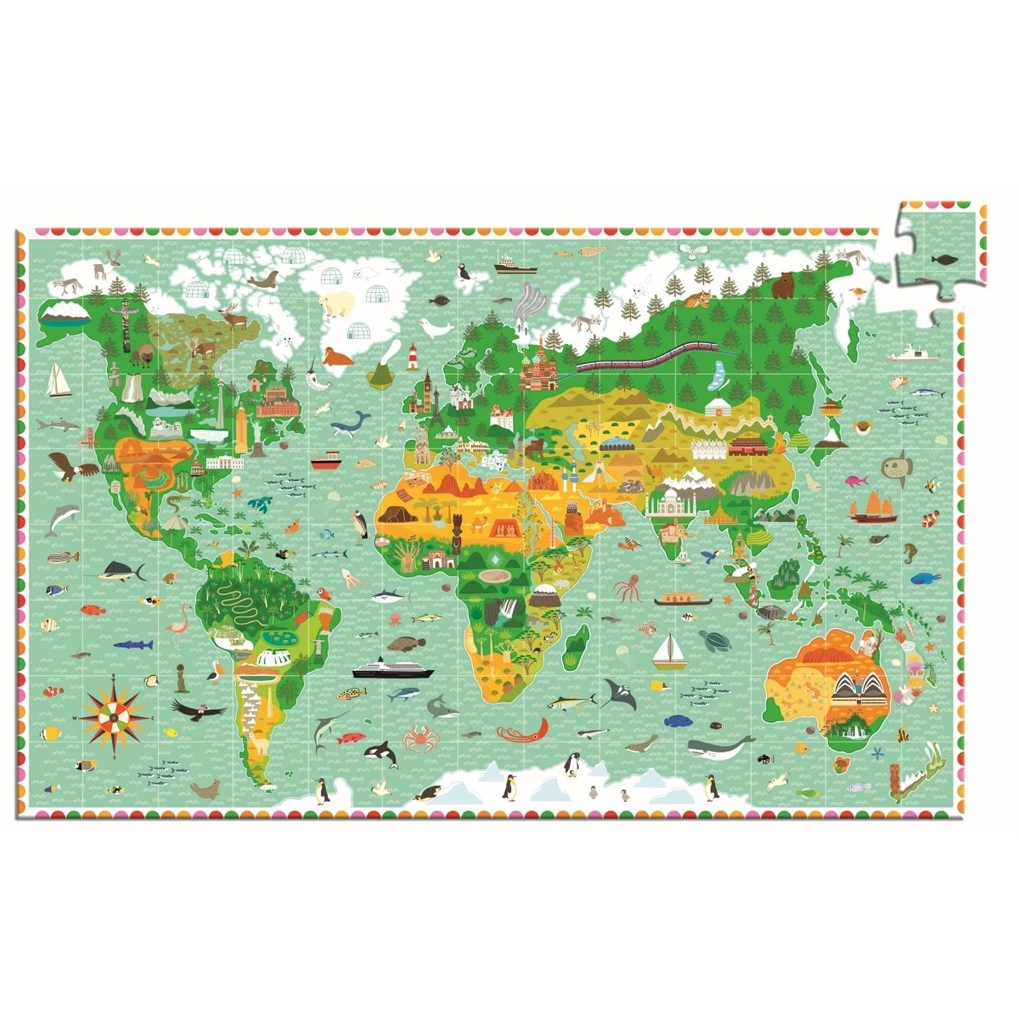 Voir la diapositive 2 : Djeco Puzzle observation 200p tour du monde