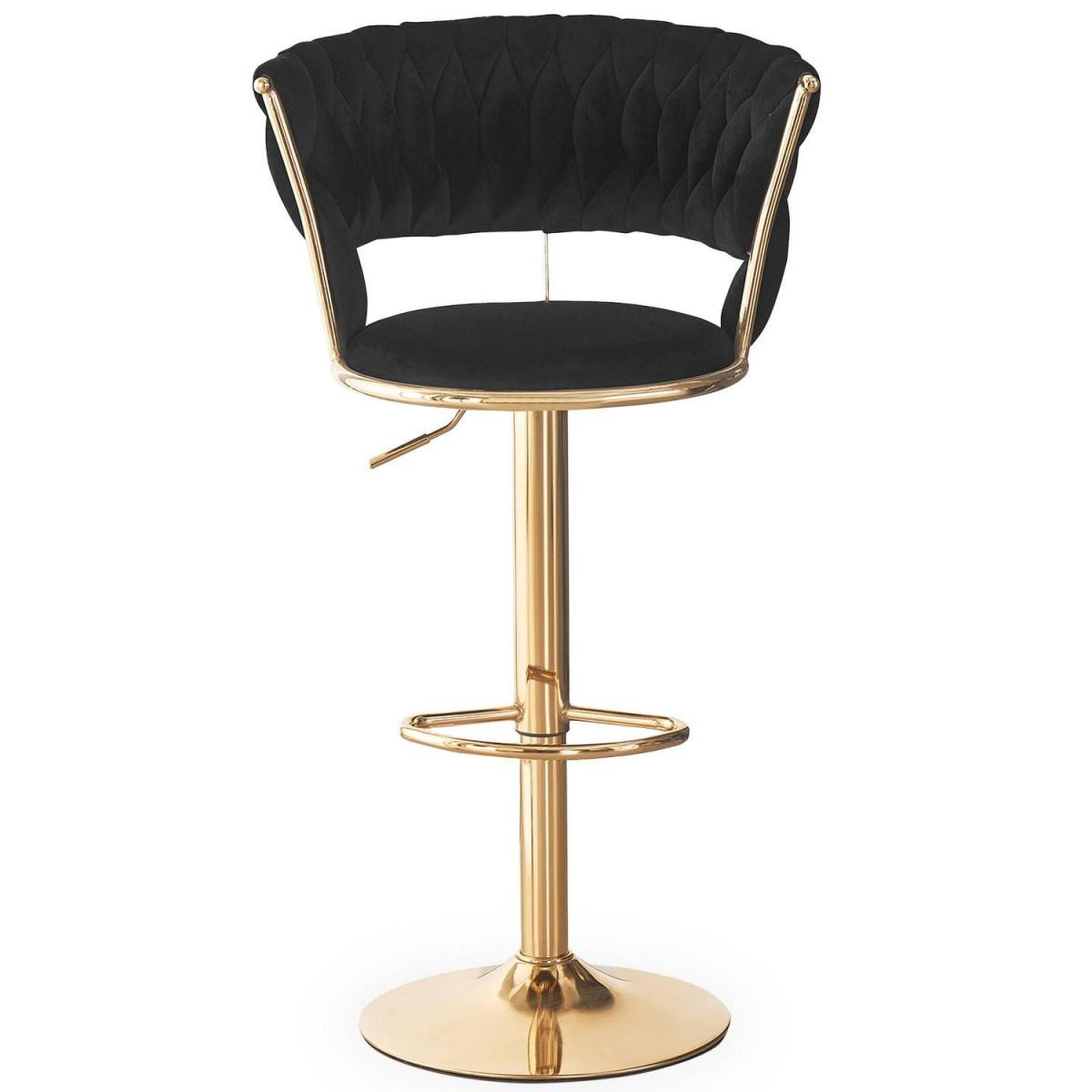 Voir la diapositive 3 : Paris Prix Lot de 2 chaises de bar en velours  odyssée  87-109cm noir & or