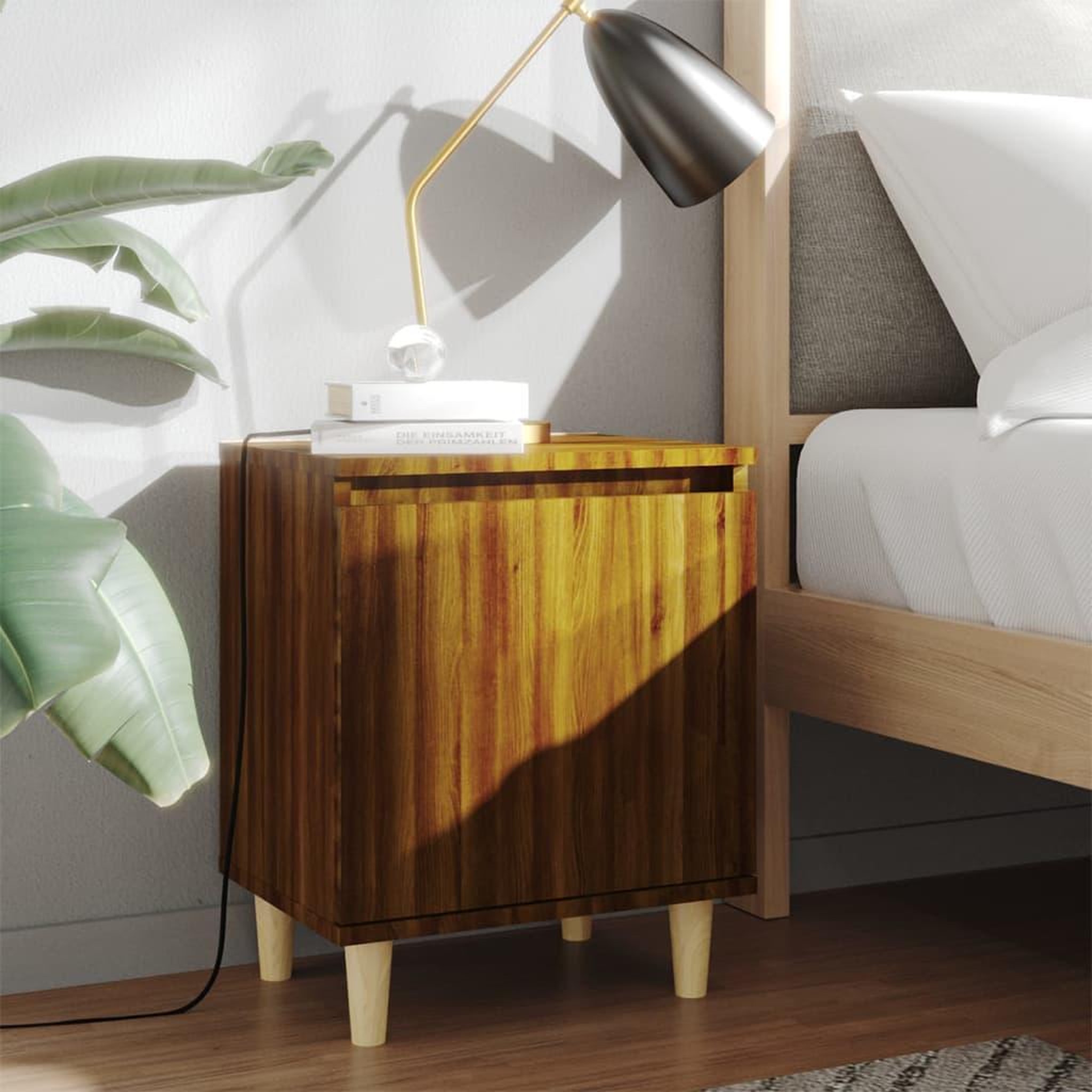 Voir la diapositive 1 : VIDAXL Table de chevet avec pieds en bois Chene marron 40x30x50 cm