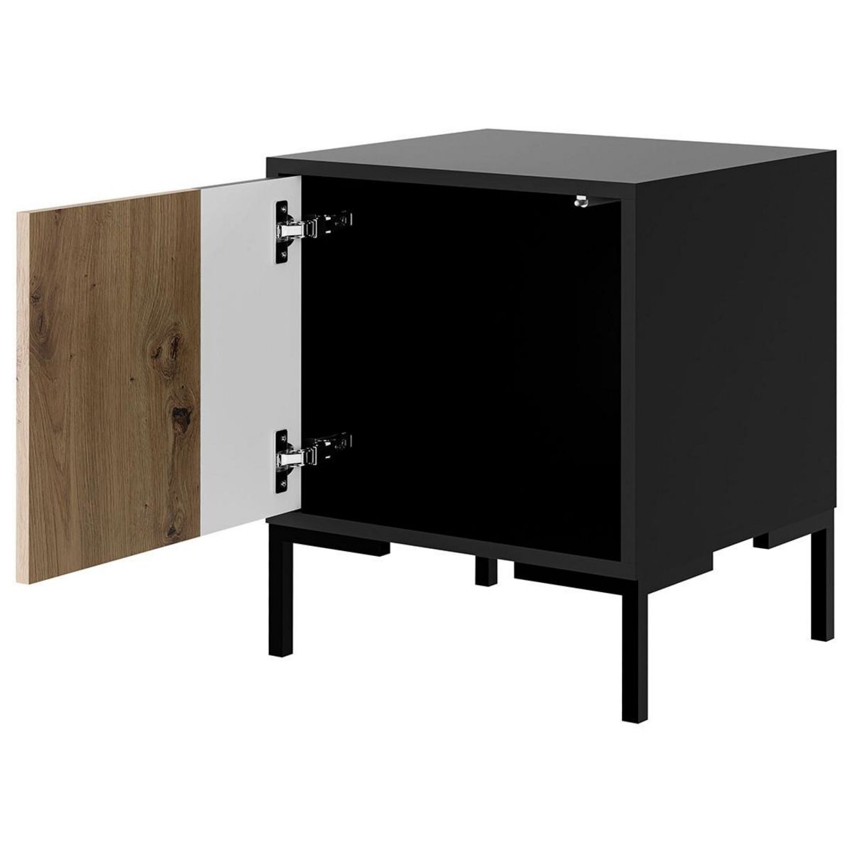 BEST MOBILIER Cambridge - lot de 2 tables de chevet - effet bois et noir - 44 cm