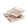 Voir la diapositive 3 : Paris Prix Lot de 2 Plateaux  Motif Fleurs  41cm Rose & Blanc