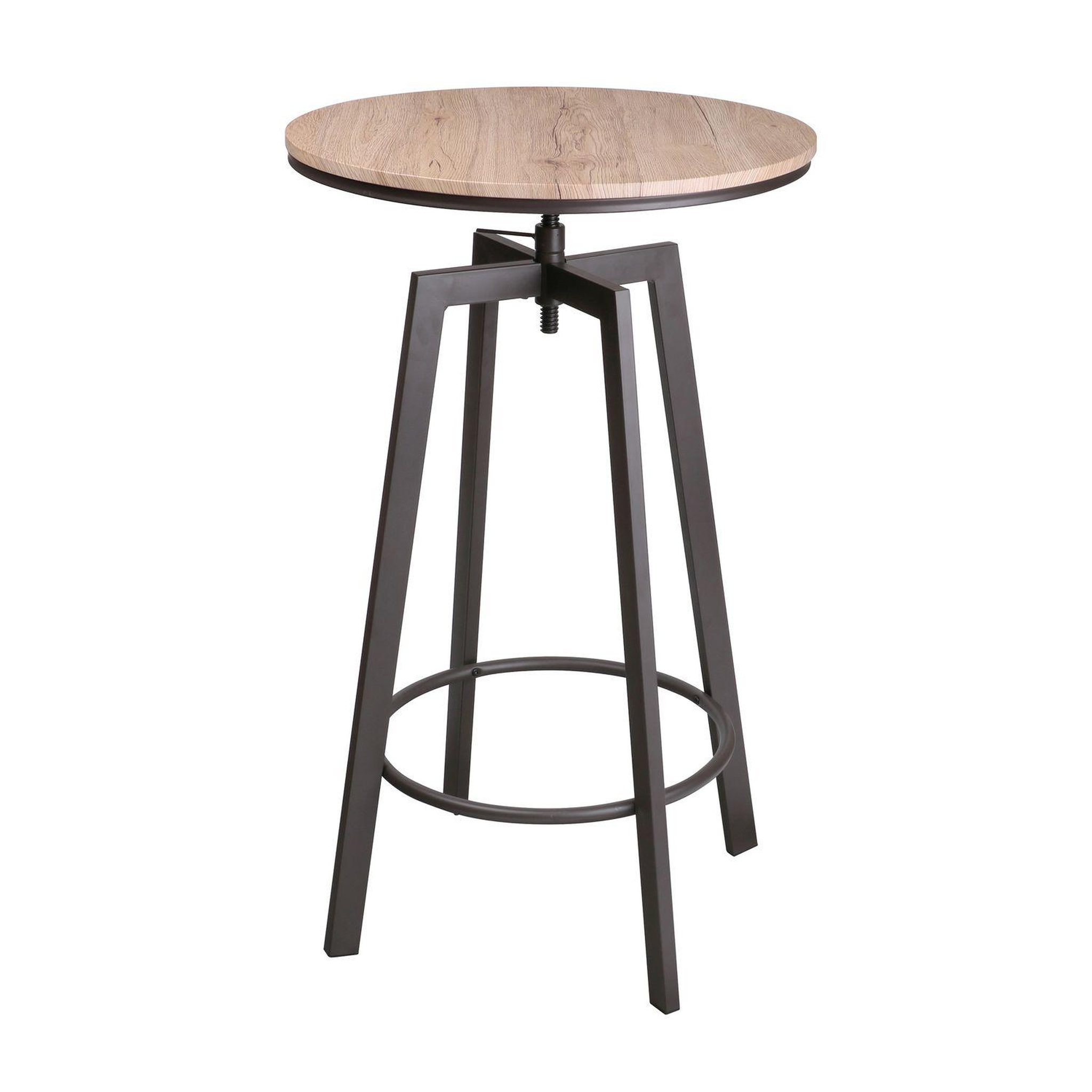 DIVERS Table de bar ronde à hauteur réglable design industriel factory - diam. 60 x h. 93 cm - marron