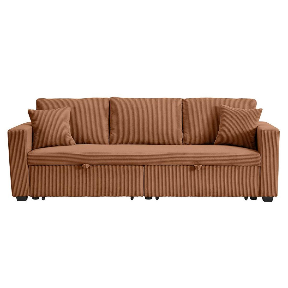 BEST MOBILIER Cyrus - canapé droit 3 places convertible en velours côtelé