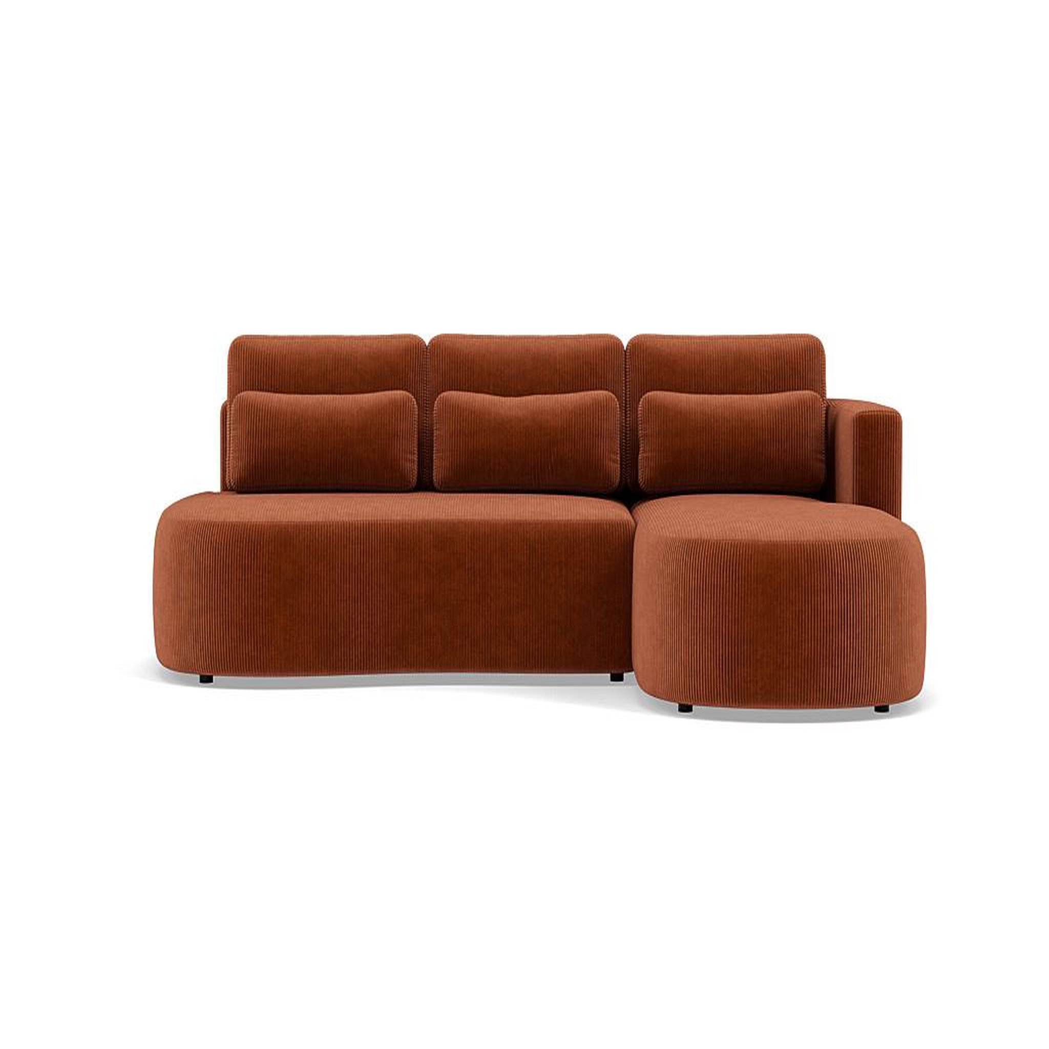 Voir la diapositive 1 : BEST MOBILIER Mahina - canapé d'angle droit 4 places convertible avec coffre en velours côtelé