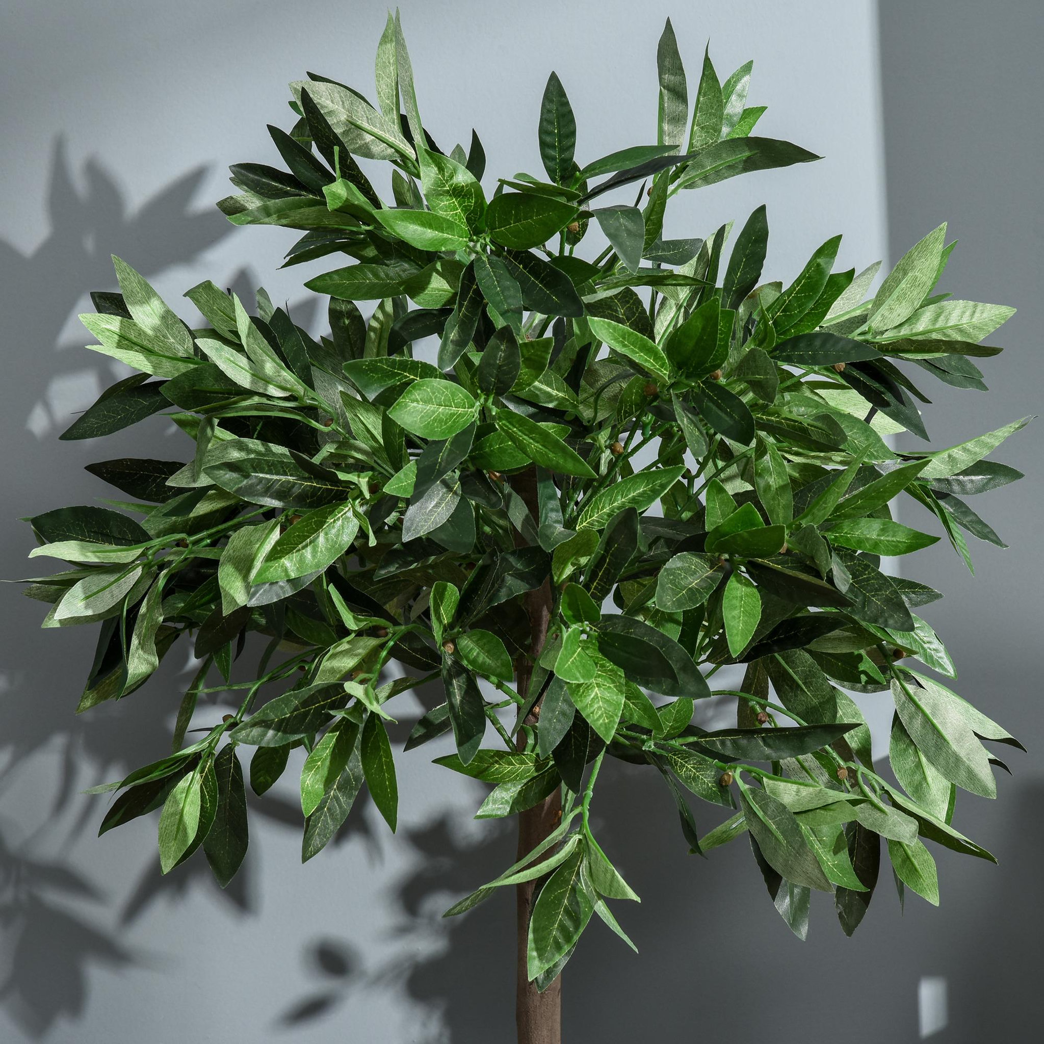 Voir la diapositive 5 : OUTSUNNY Lauriers artificiels 0,90H m - lot de 2 lauriers boules artificiels - 564 feuilles réalistes par pied - pot inclus noir vert