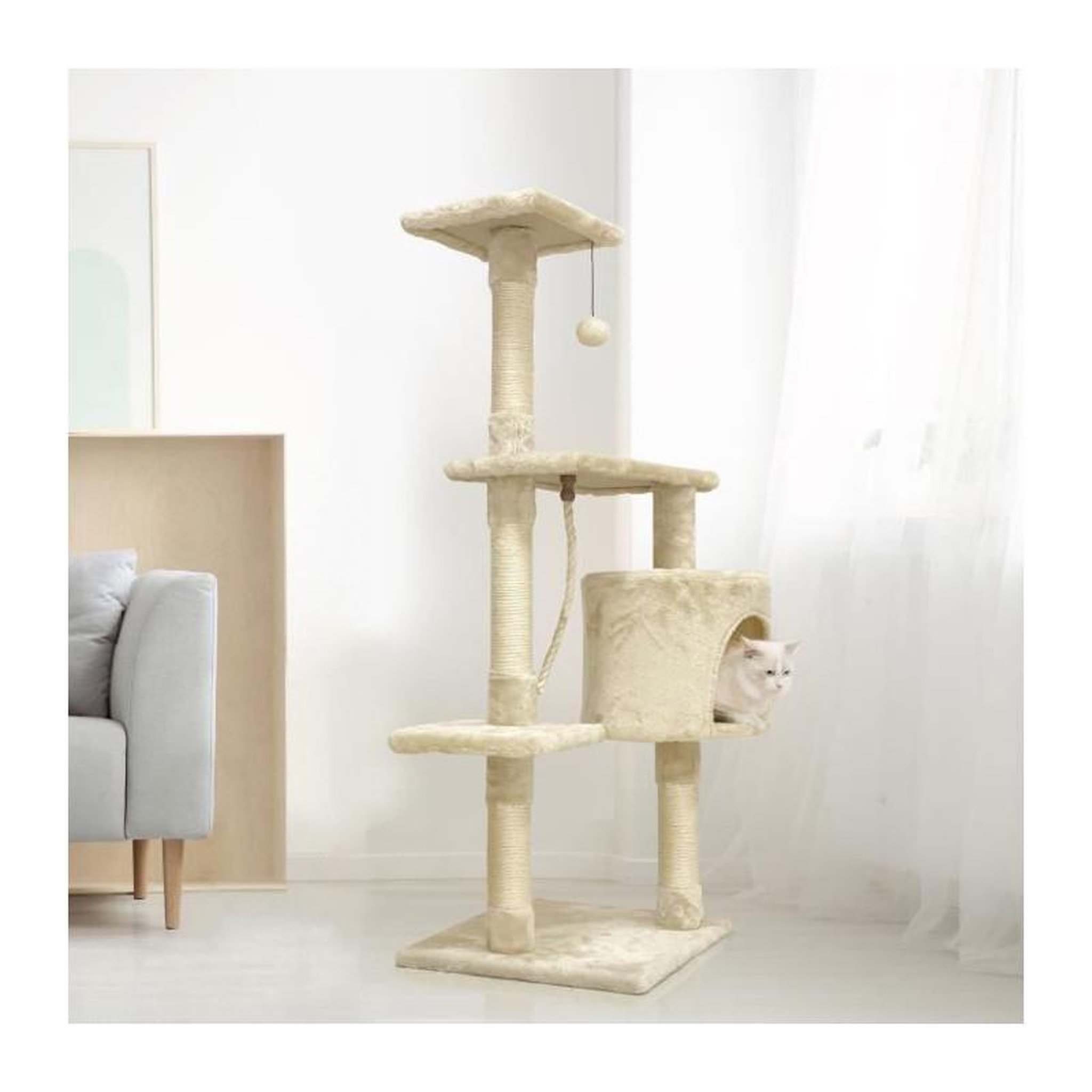 Voir la diapositive 2 : GENERIQUE Arbre a chat PALOMA - 40x40x114cm - Beige