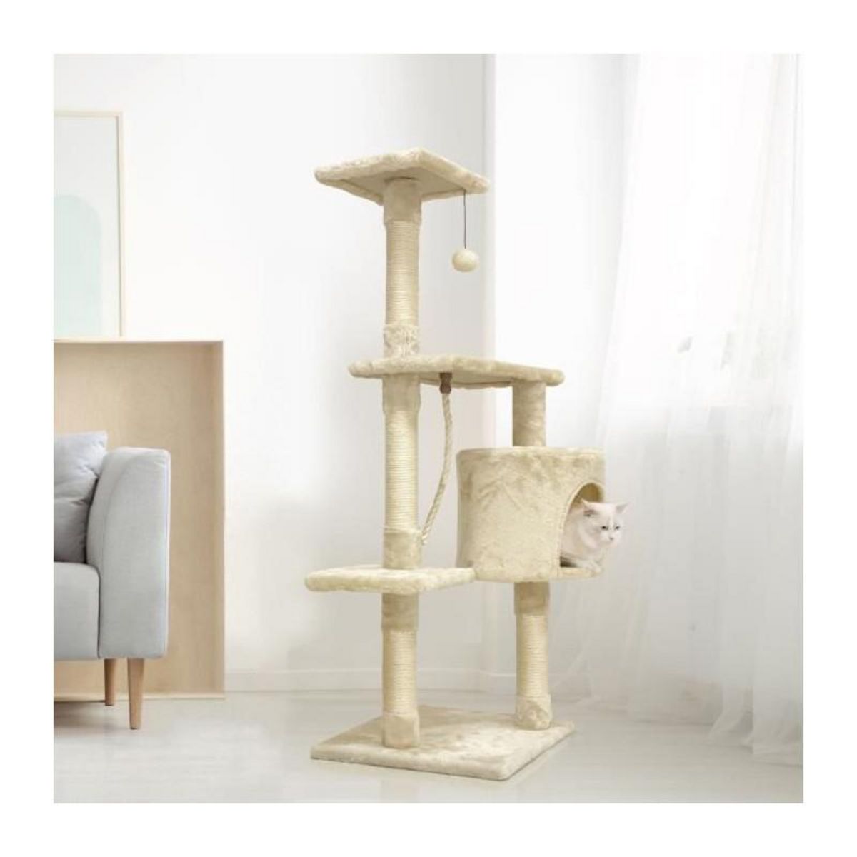 GENERIQUE Arbre a chat PALOMA - 40x40x114cm - Beige