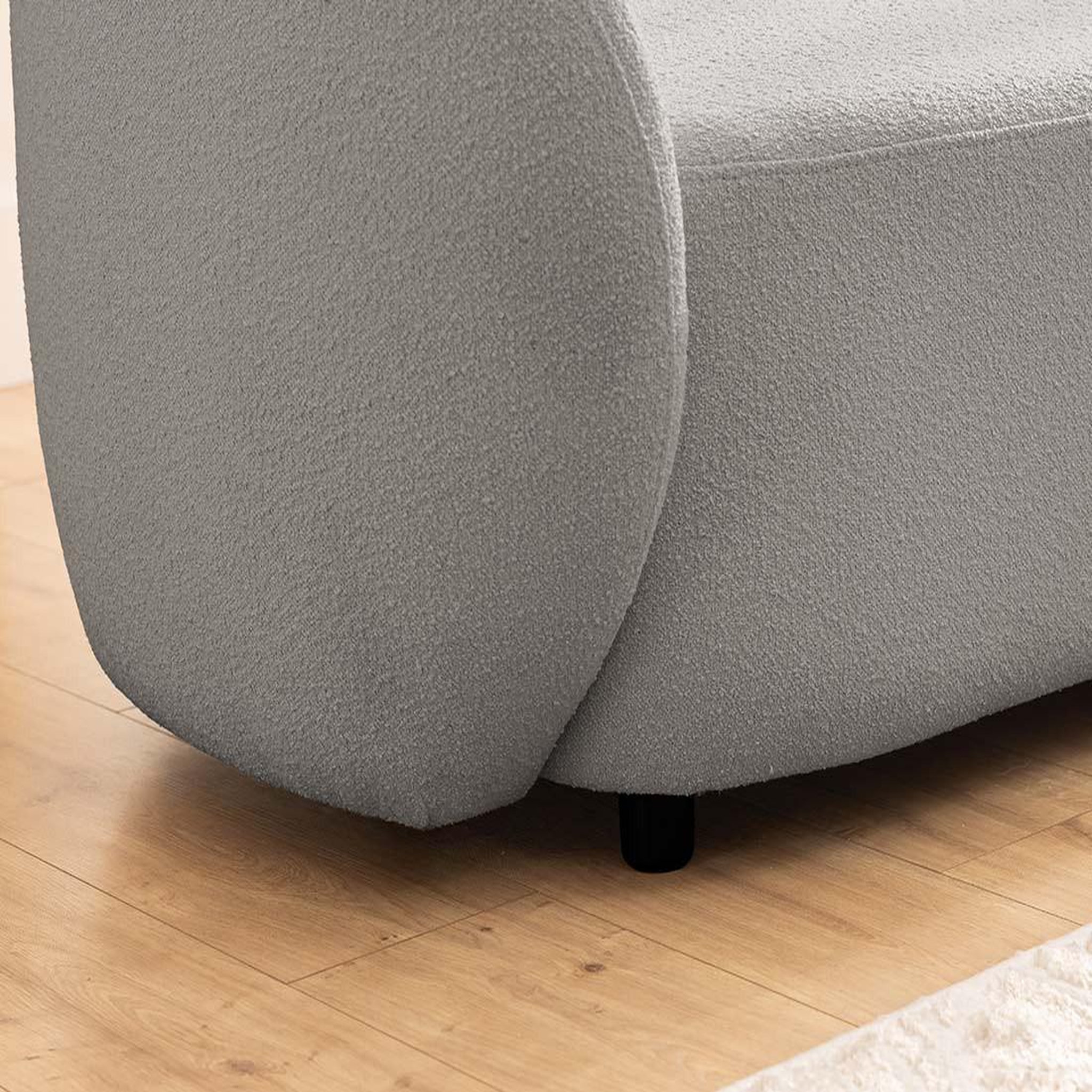 Voir la diapositive 6 : BEST MOBILIER Flore - canapé droit 3 places en tissu bouclette