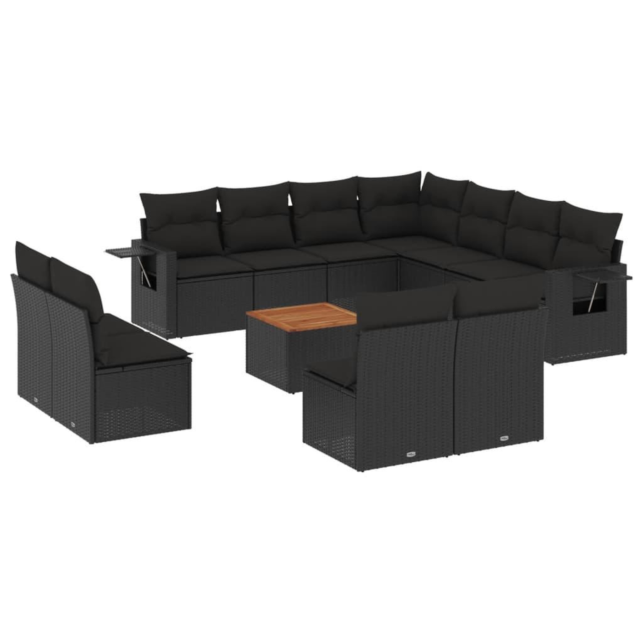 Voir la diapositive 2 : VIDAXL Salon de jardin 12 pcs avec coussins noir resine tressee