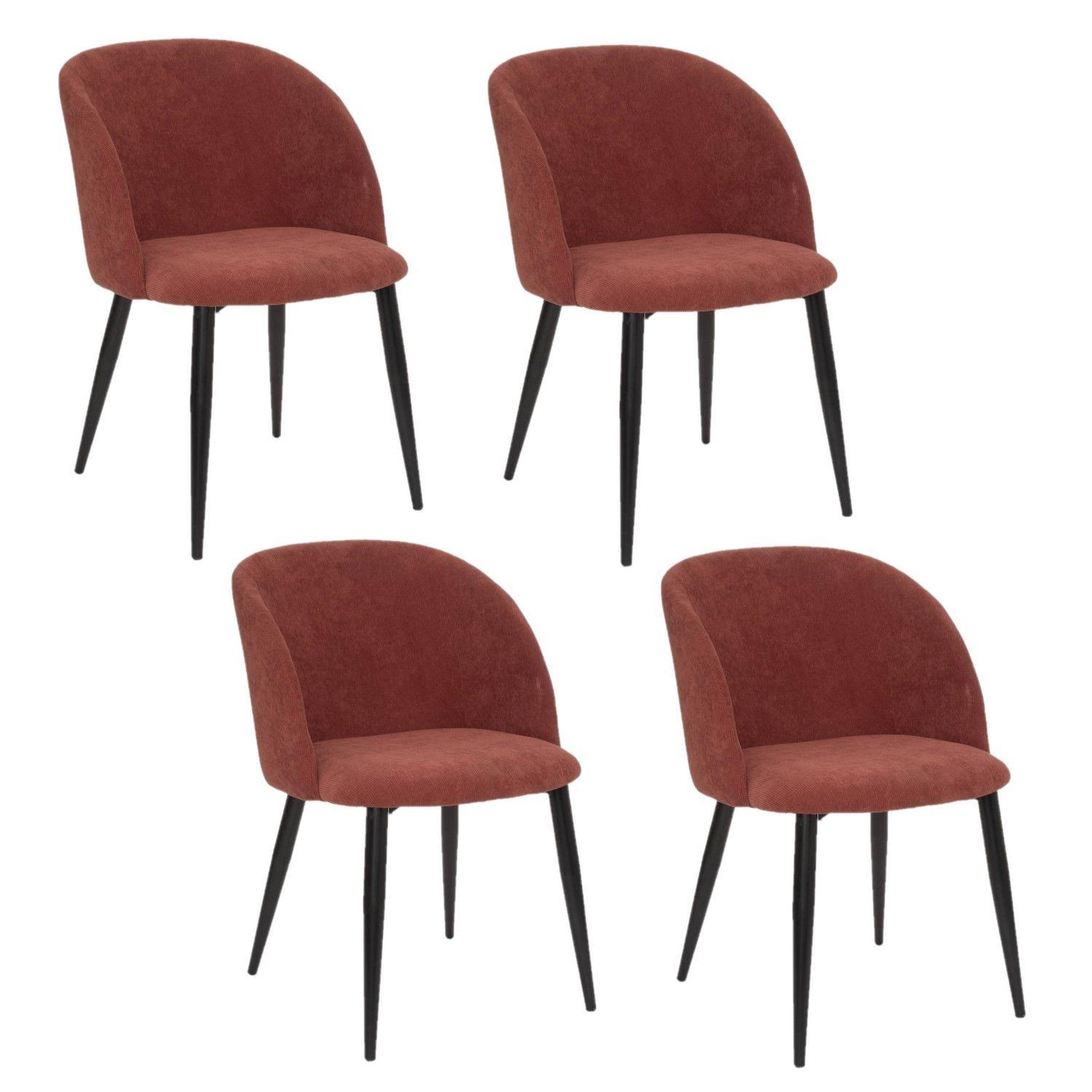 Voir la diapositive 1 : TOILINUX Lot de 4 chaises en velours côtelé CELESTE