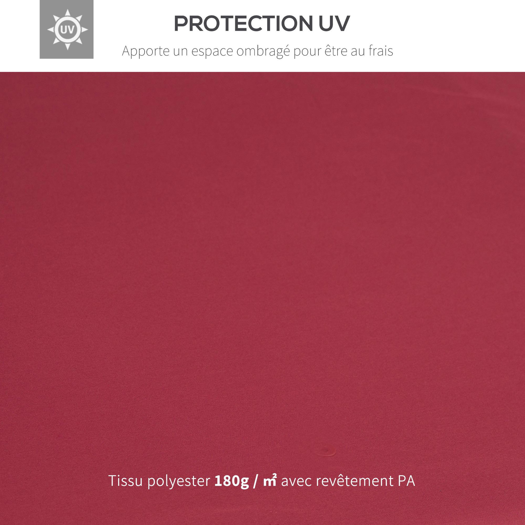 Voir la diapositive 5 : OUTSUNNY Toile de rechange pour pavillon tonnelle tente 3 x 3 m polyester haute densité 180 g/m² bordeaux