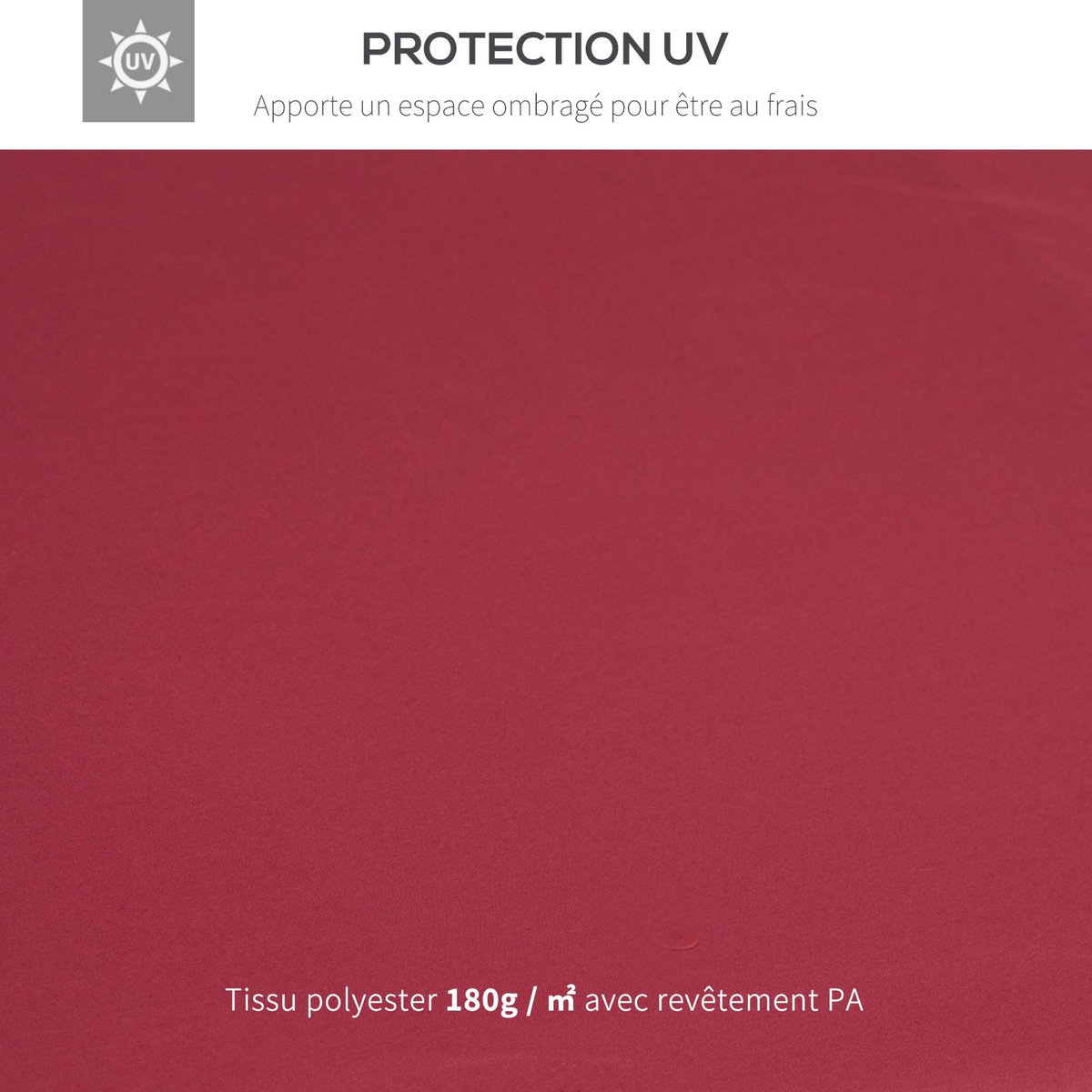 OUTSUNNY Toile de rechange pour pavillon tonnelle tente 3 x 3 m polyester haute densité 180 g/m² bordeaux