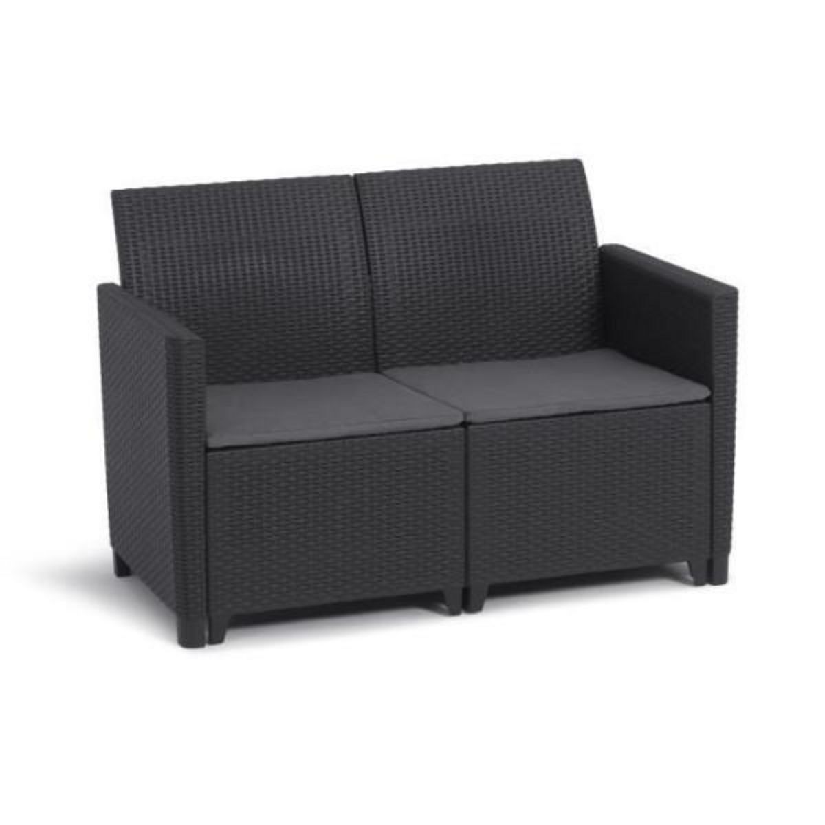 Keter Salon de jardin modulable en résine imitation rotin tressé - Noir - KETER - 4 personnes - MARIE