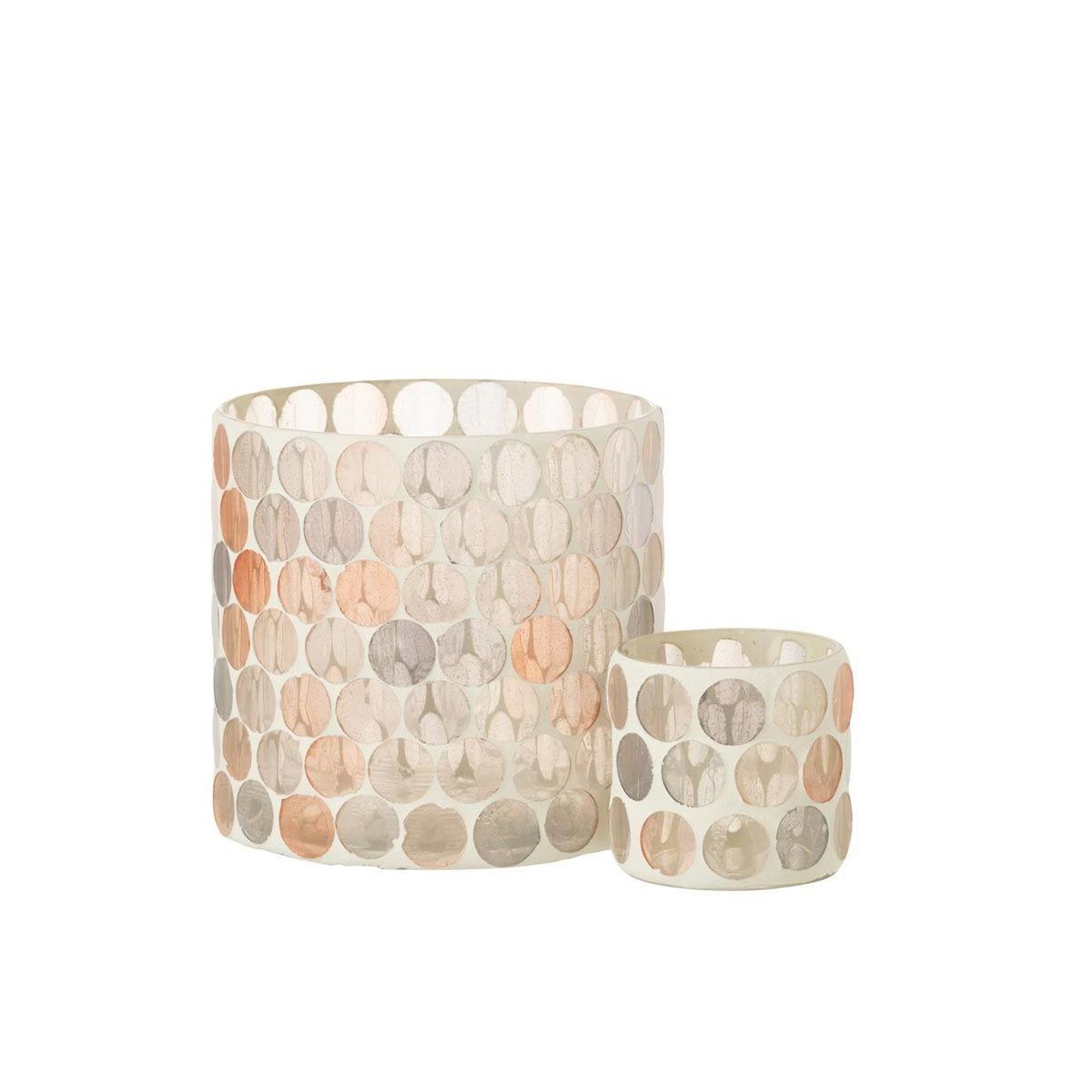 Voir la diapositive 4 : J-LINE Photophore Design  Mosaïc  15cm Blanc & Orange