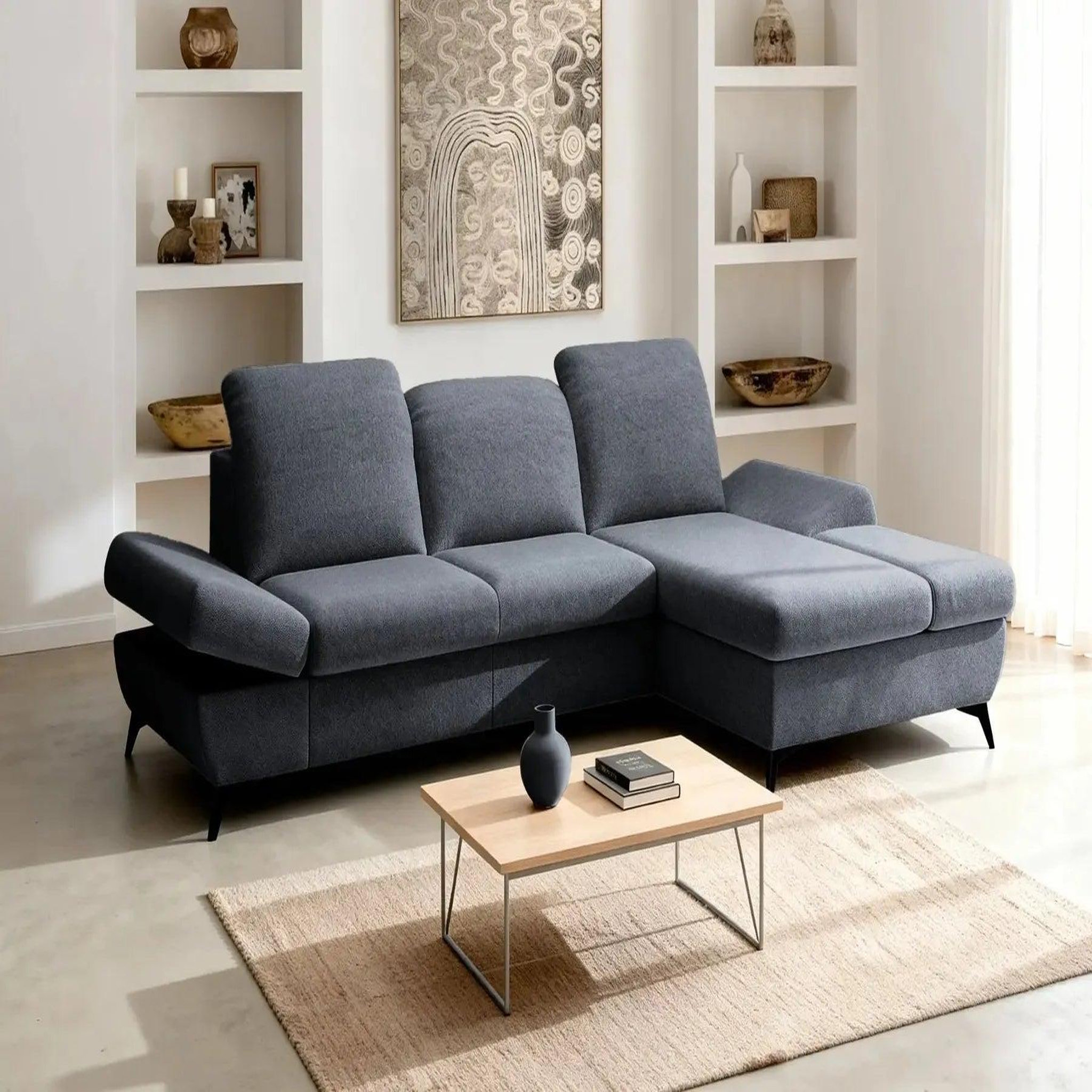 Voir la diapositive 2 : CASANOVA PARIS Livia - canapé d'angle convertible tissu chiné