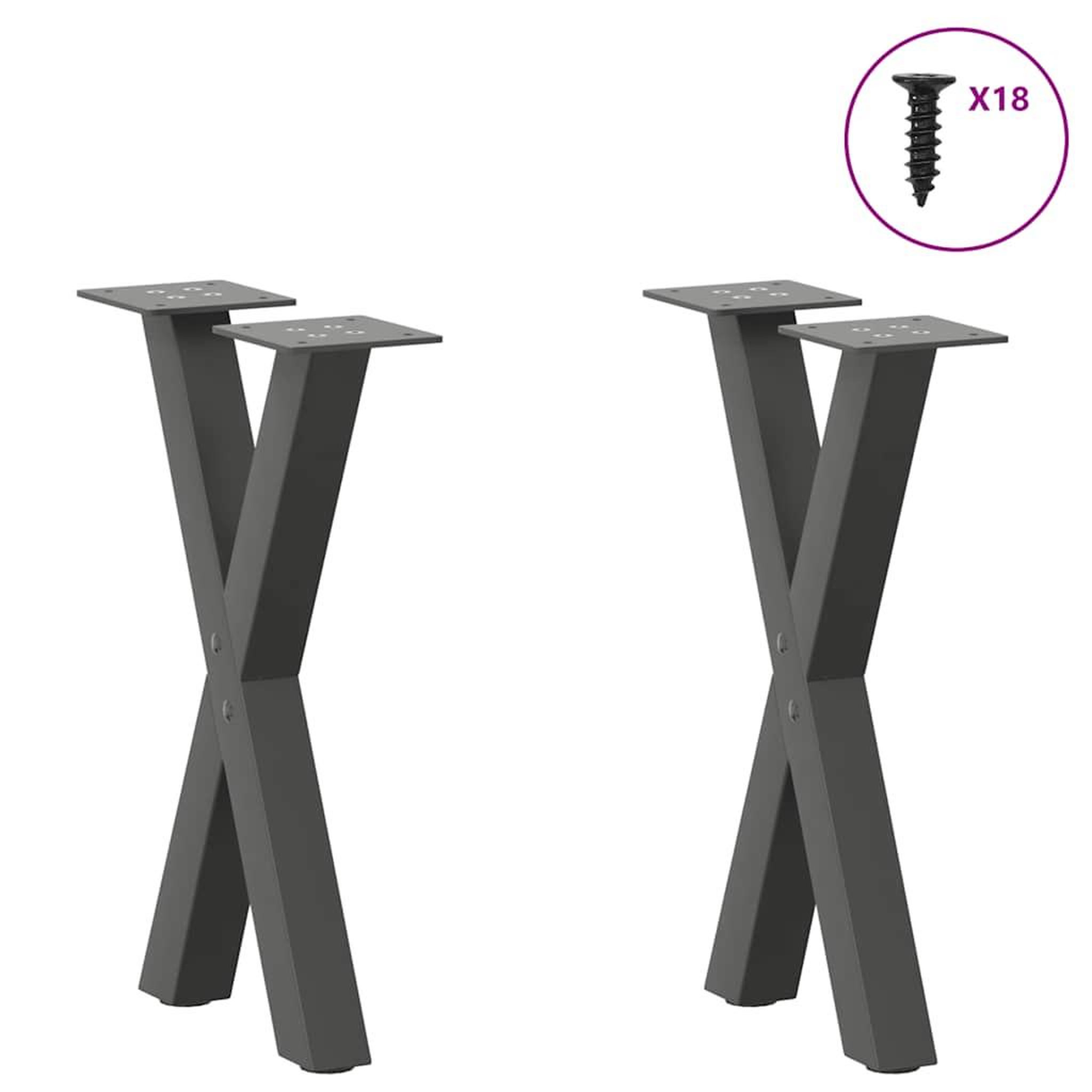 Voir la diapositive 3 : VIDAXL Pieds de table basse forme de X 2 pcs anthracite 38x(42-43) cm