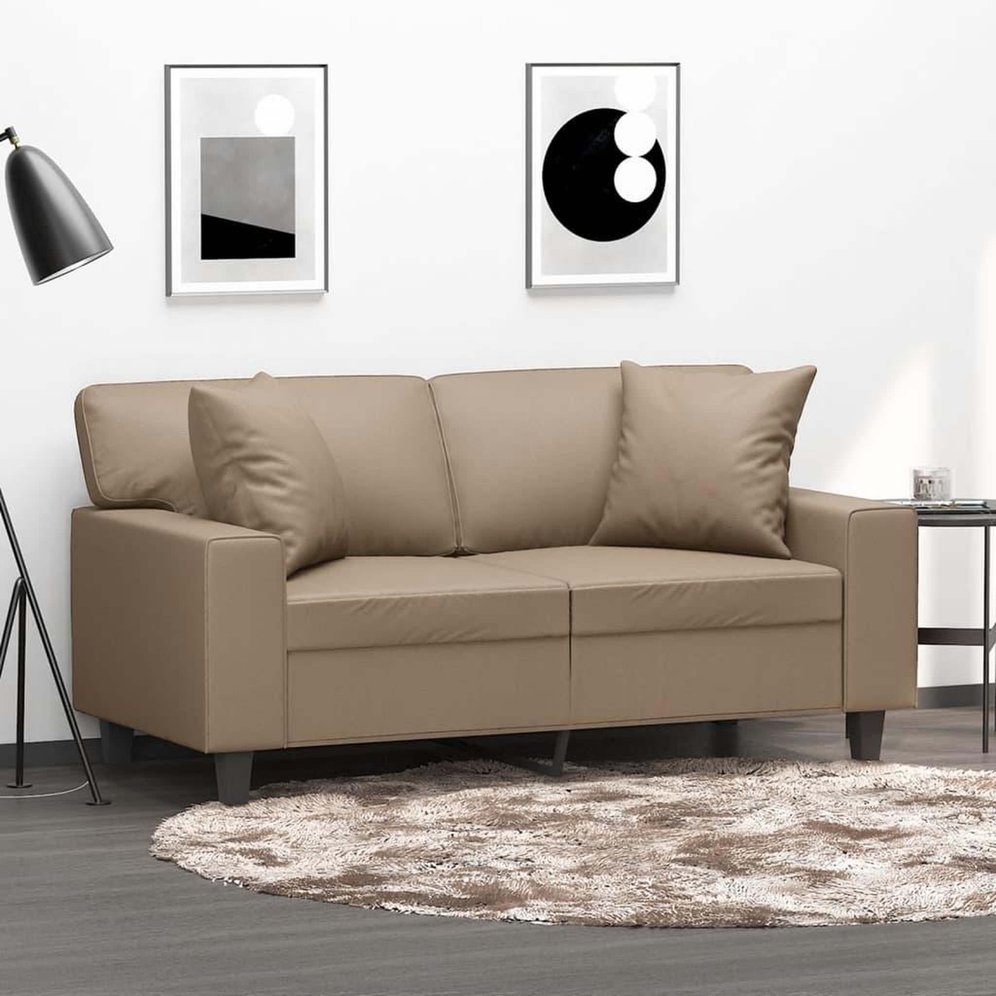 VIDAXL Canape 2 places avec oreillers cappuccino 120 cm similicuir