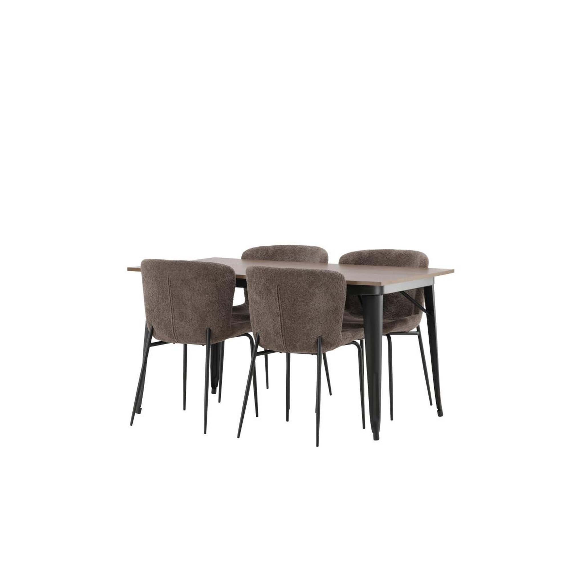 Voir la diapositive 3 : Paris Prix Ensemble table à manger & 4 chaises  tempe & modesto  140cm marron