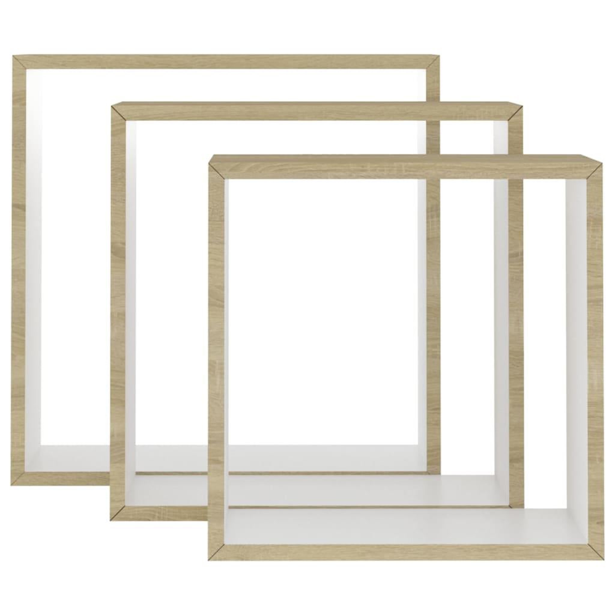 Voir la diapositive 4 : VIDAXL Etageres murales sous forme de cube 3 pcs Blanc et chene sonoma