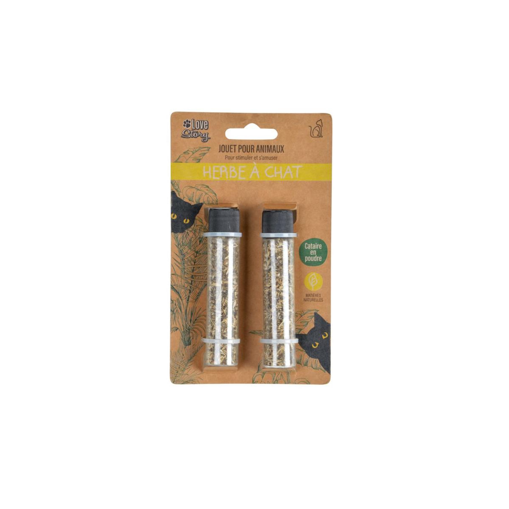 Voir la diapositive 2 : LOVE STORY Lot de 2 tubes  herbe à chat  10cm transparent